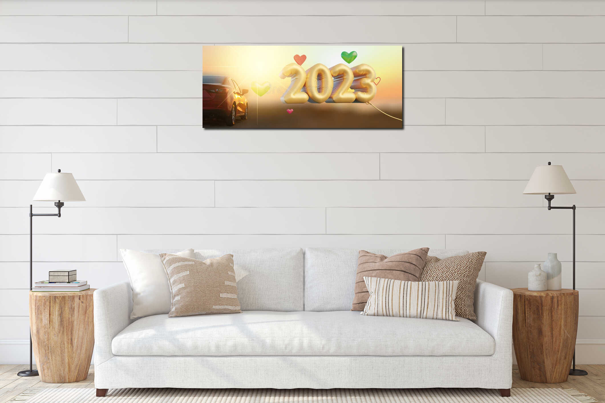 Canvas hanging interior mockup