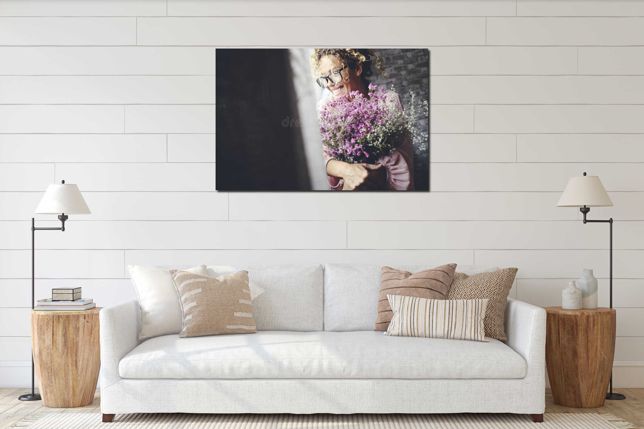 Canvas hanging interior mockup