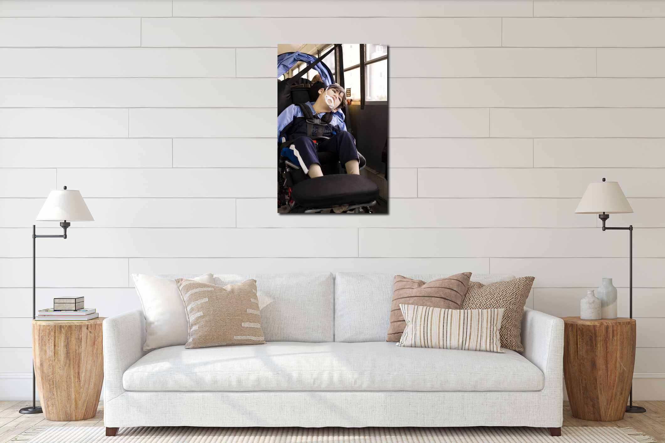 Canvas hanging interior mockup