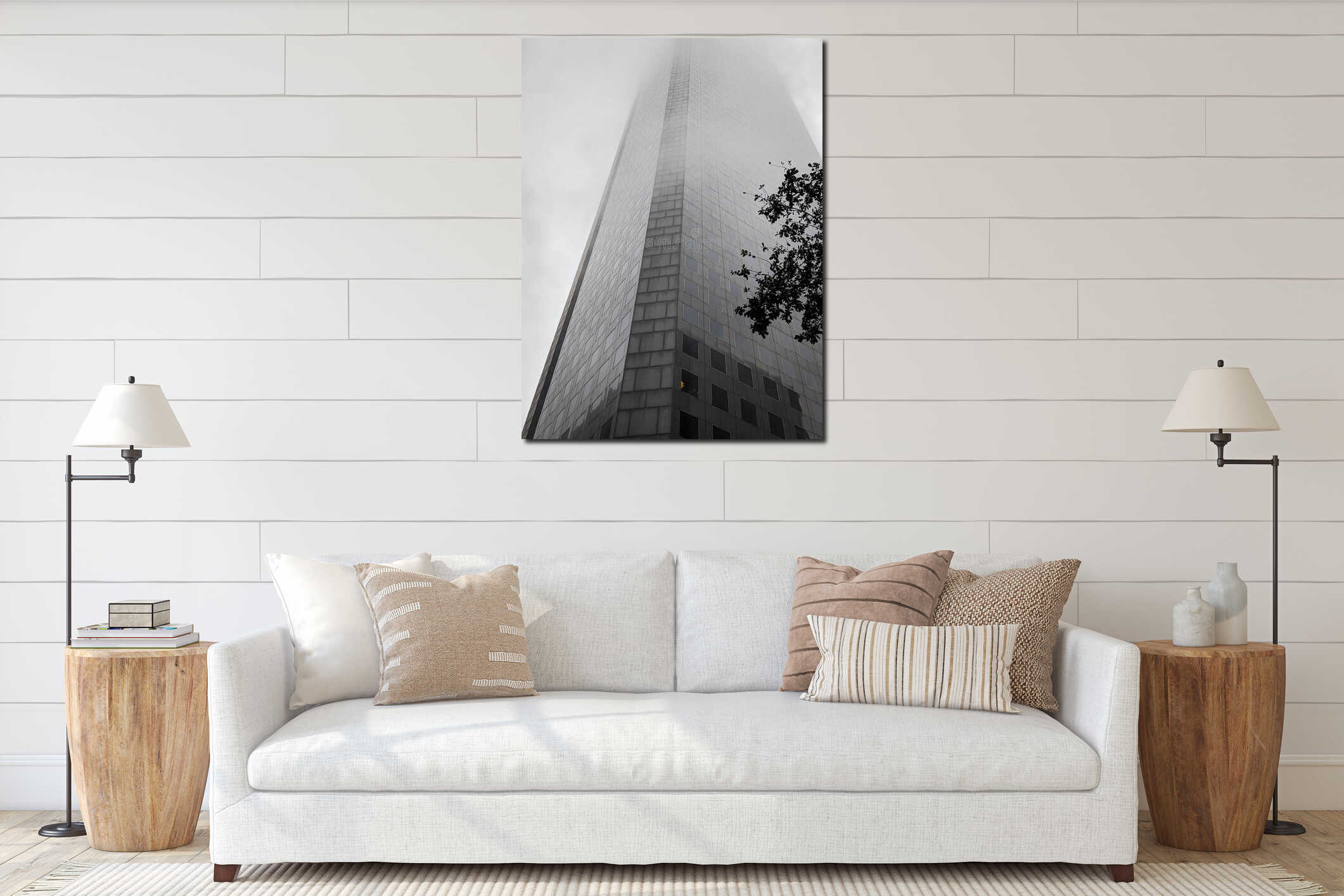 Canvas hanging interior mockup