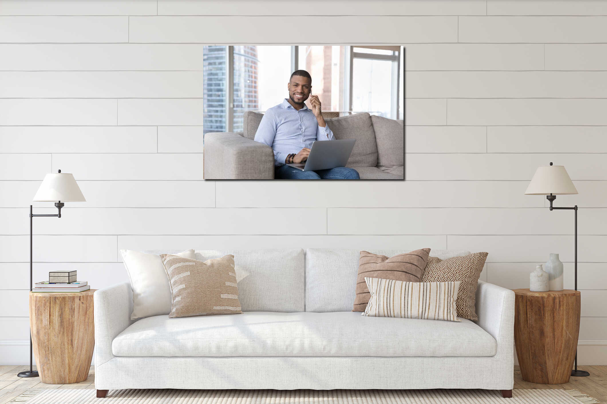 Canvas hanging interior mockup