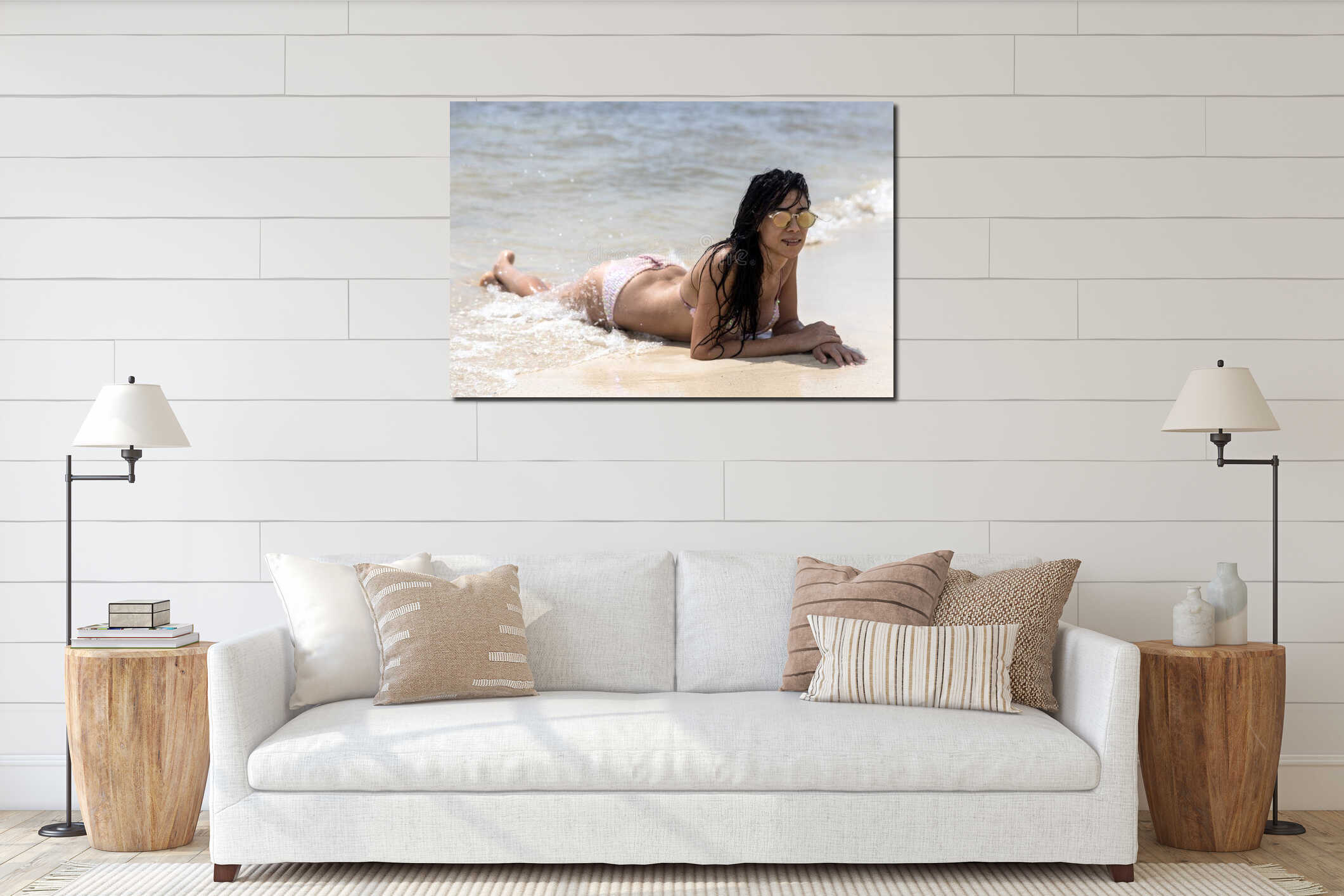 Canvas hanging interior mockup
