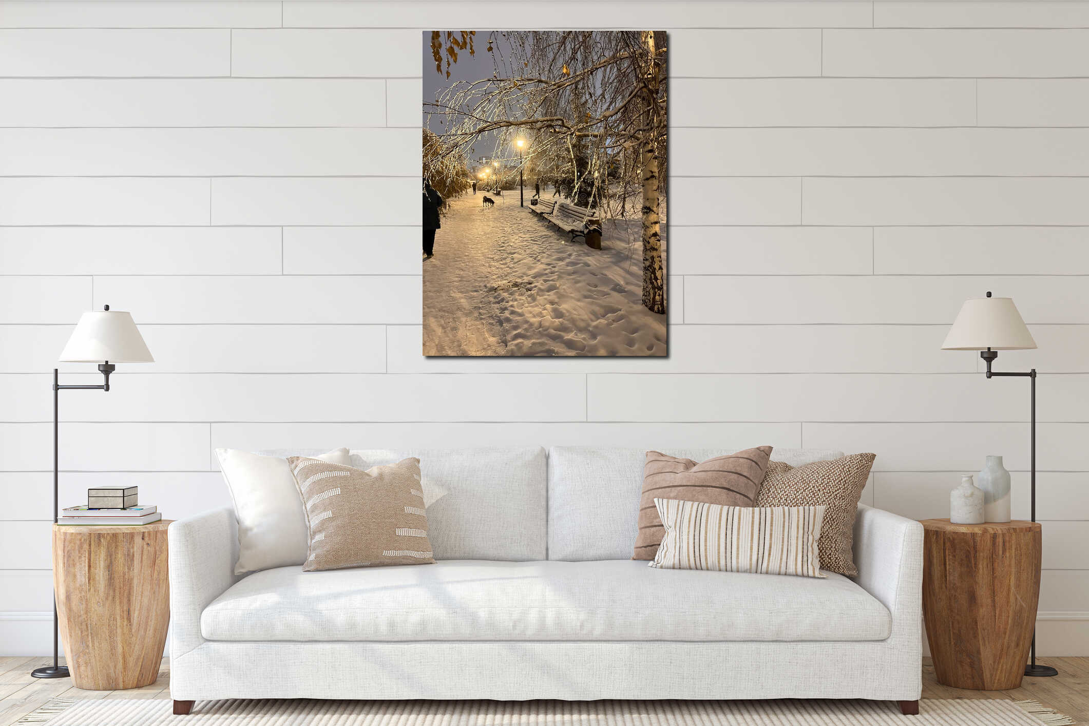 Canvas hanging interior mockup