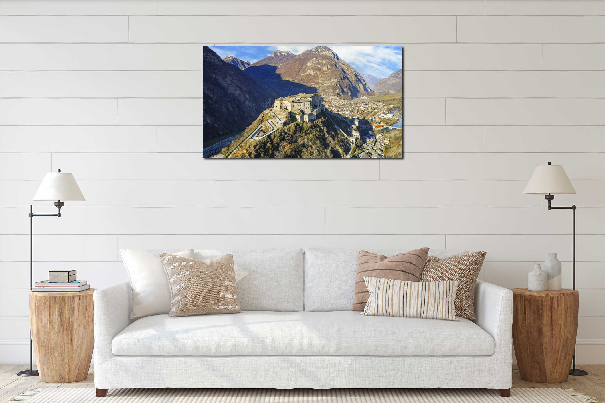 Canvas hanging interior mockup