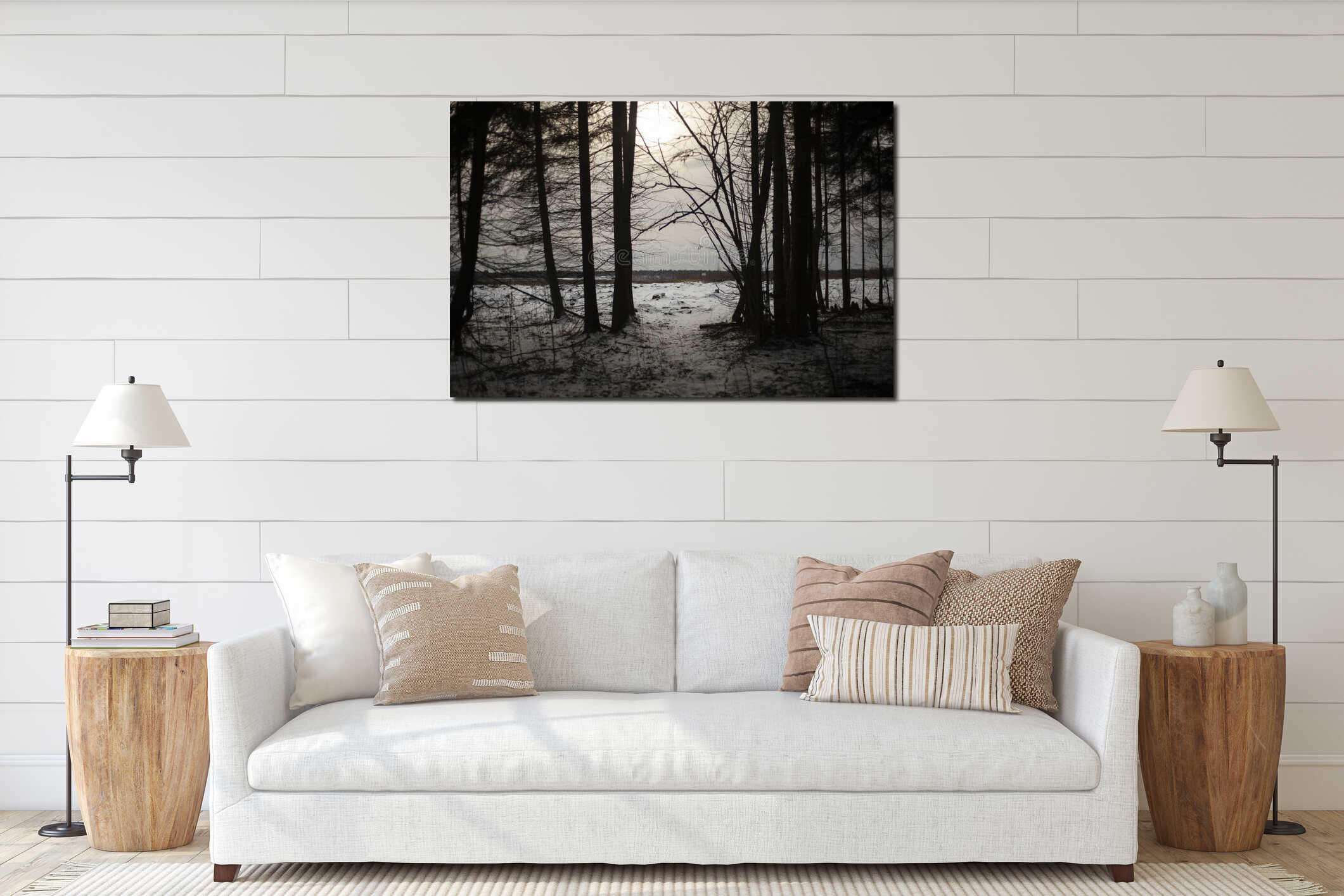 Canvas hanging interior mockup