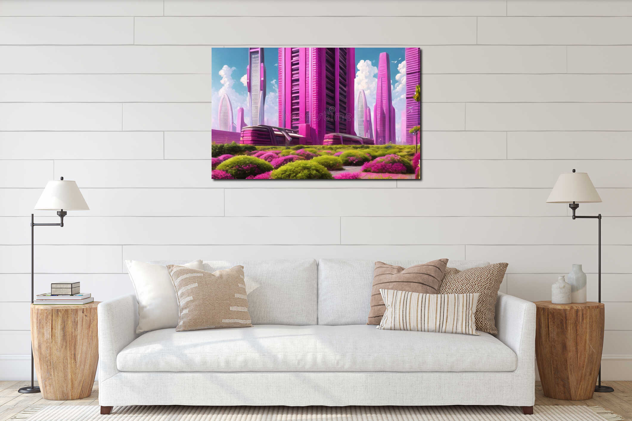 Canvas hanging interior mockup