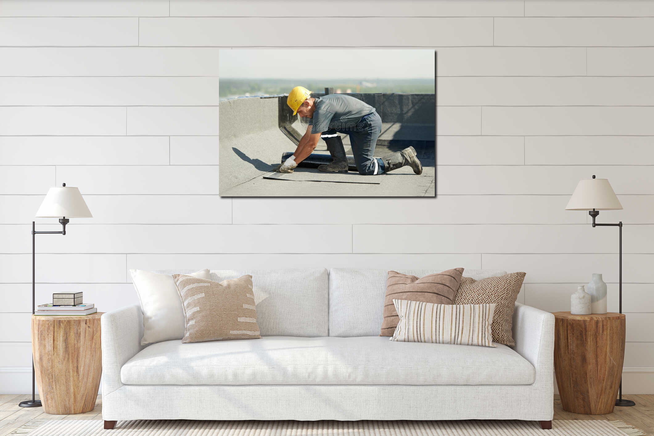 Canvas hanging interior mockup