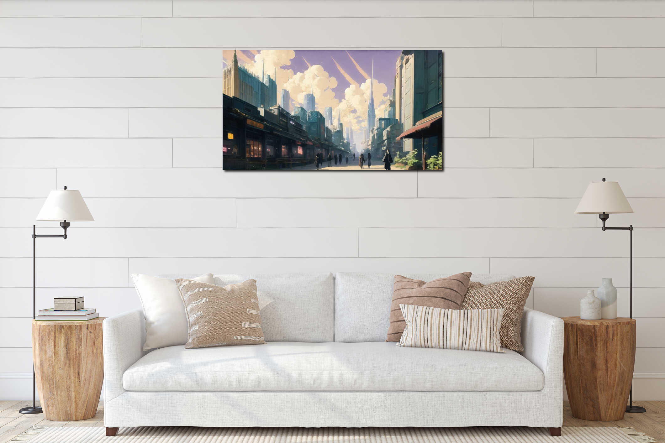 Canvas hanging interior mockup