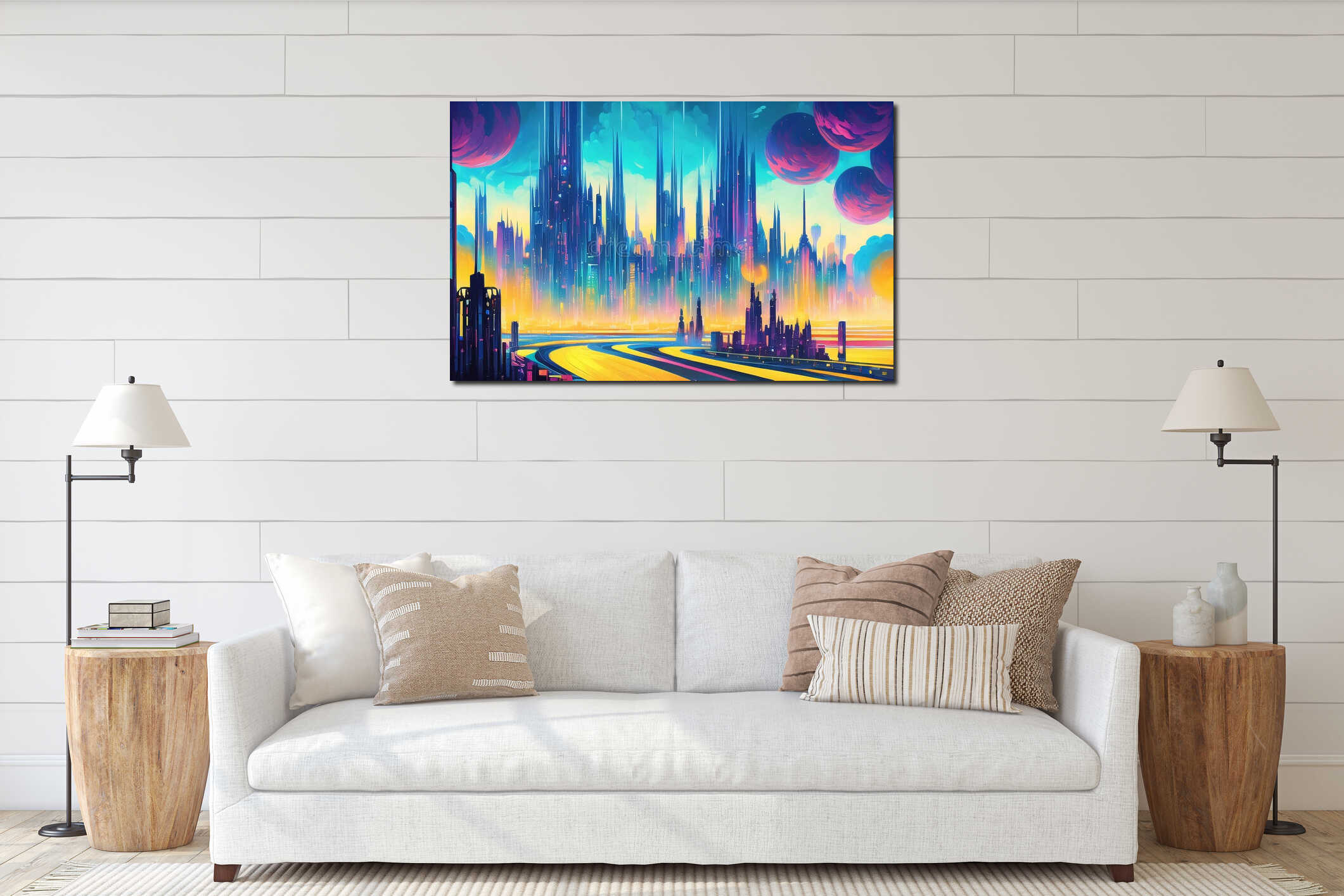 Canvas hanging interior mockup