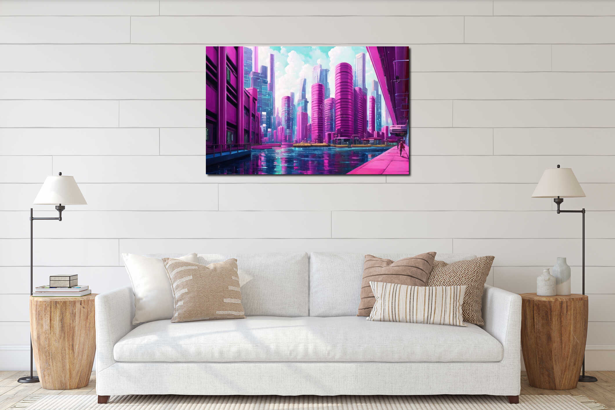 Canvas hanging interior mockup