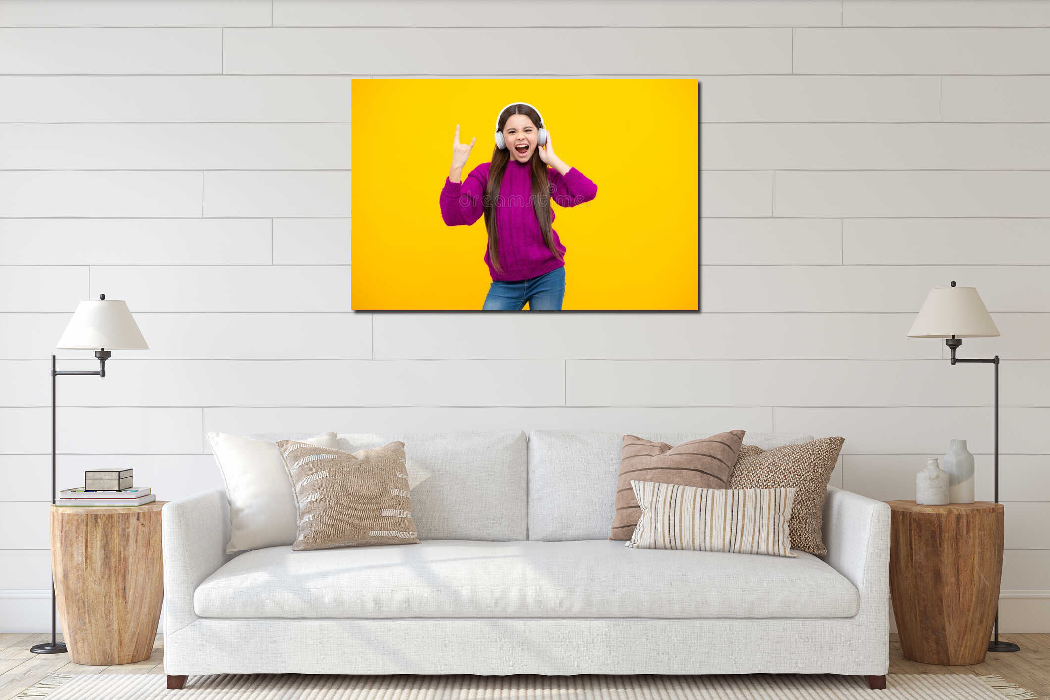 Canvas hanging interior mockup