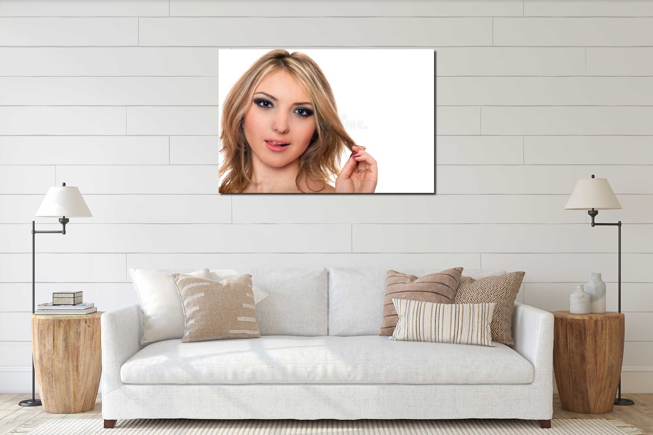 Canvas hanging interior mockup