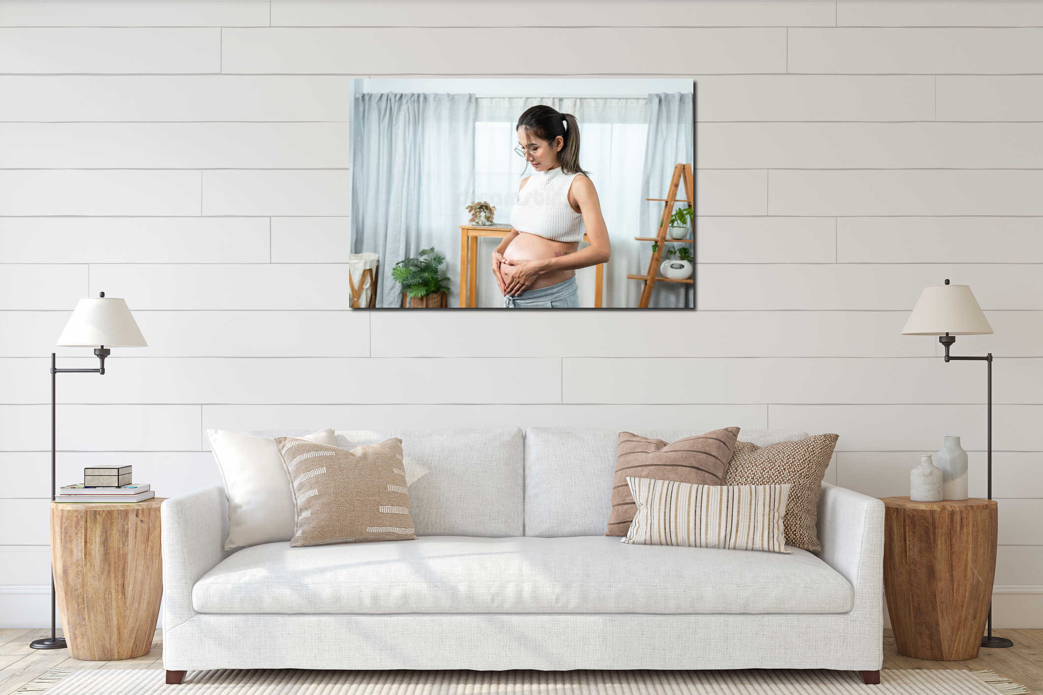 Canvas hanging interior mockup