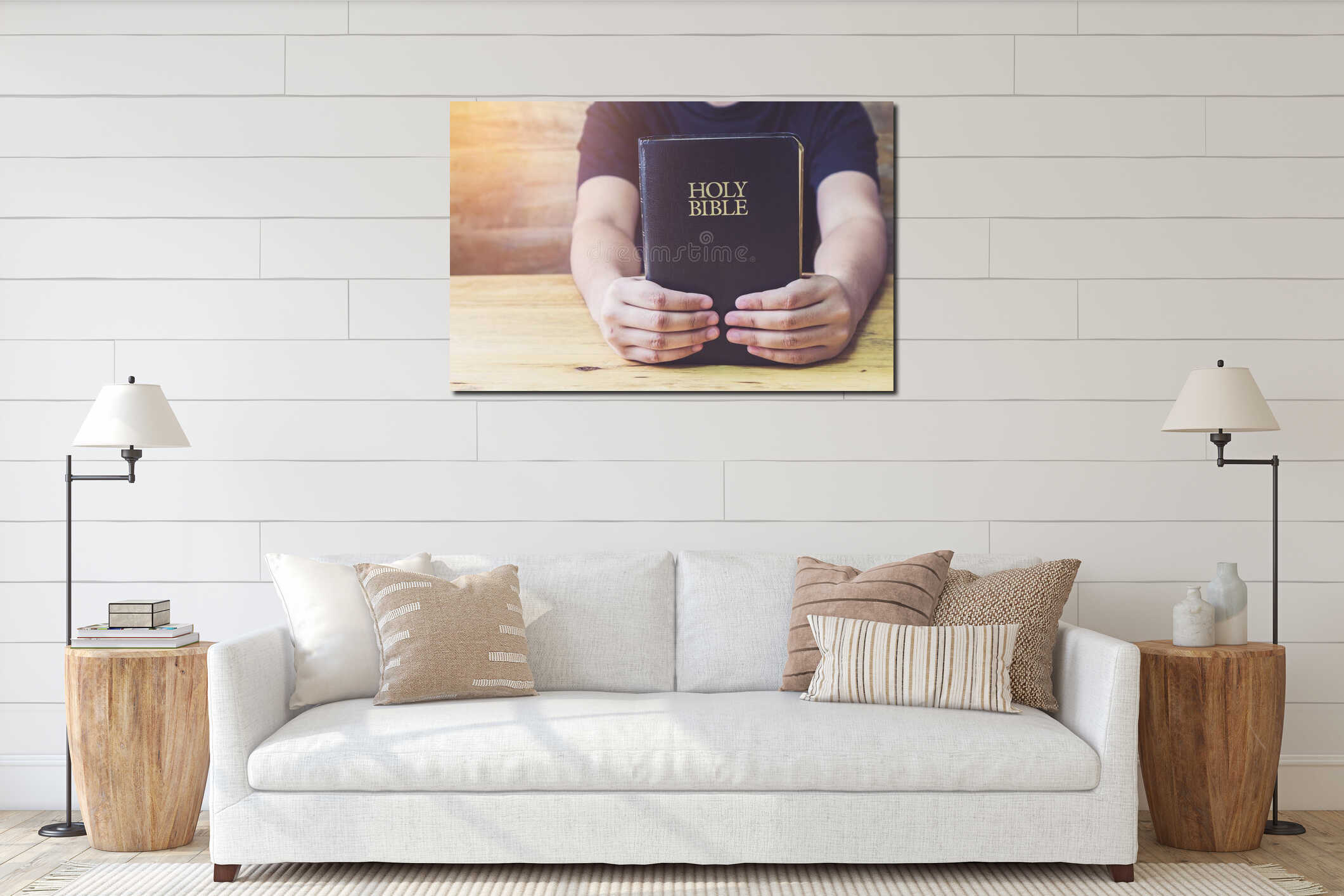 Canvas hanging interior mockup