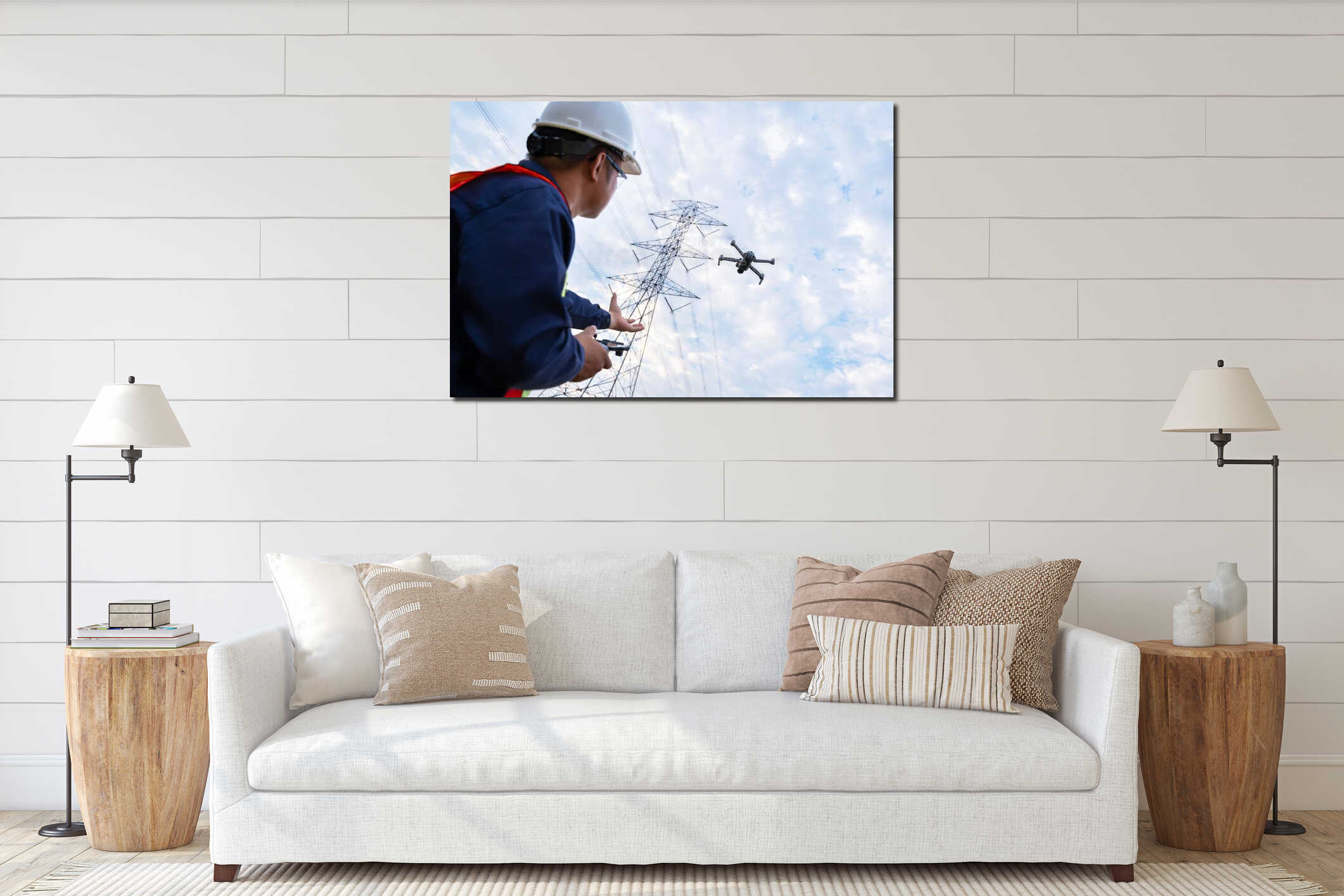 Canvas hanging interior mockup