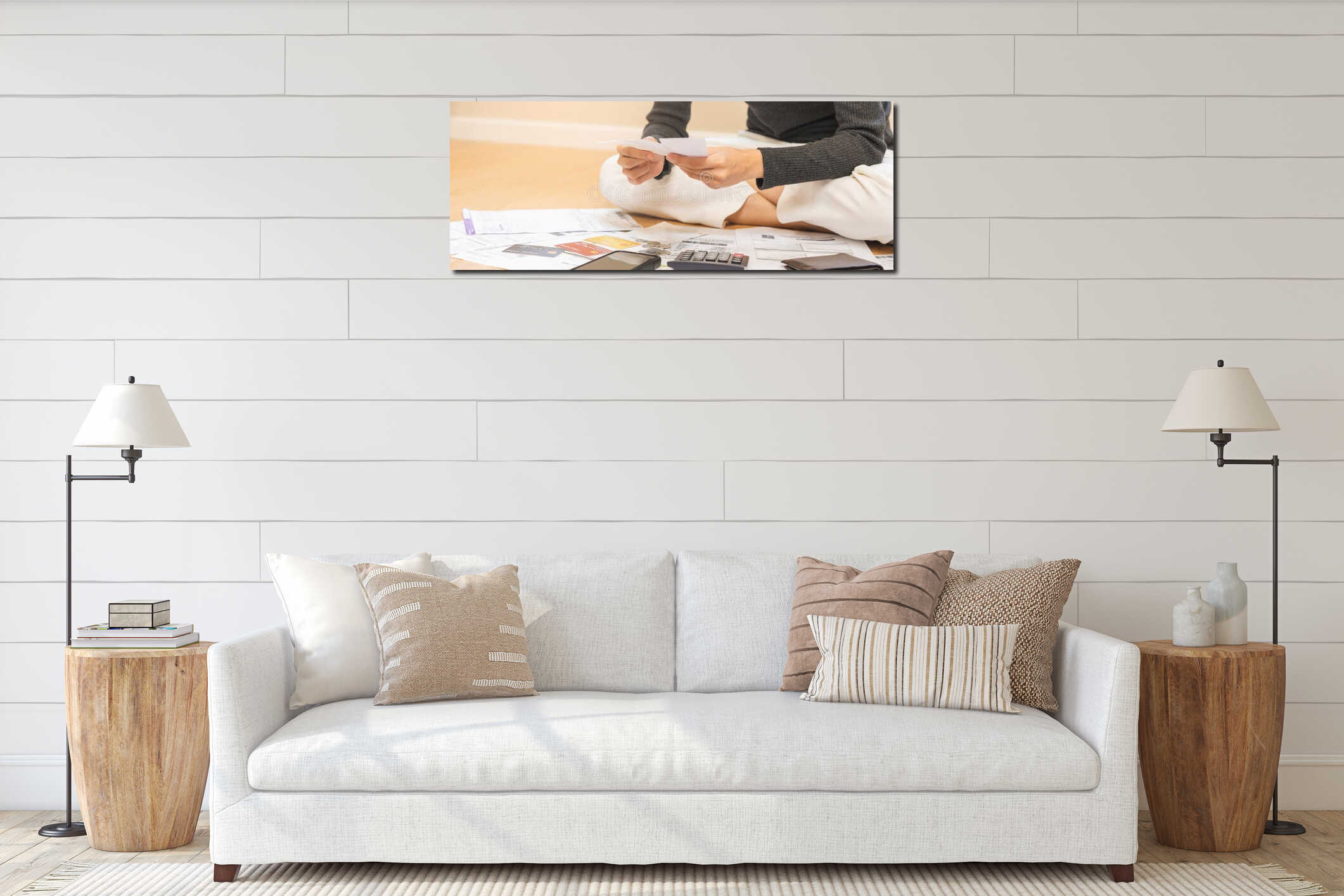 Canvas hanging interior mockup