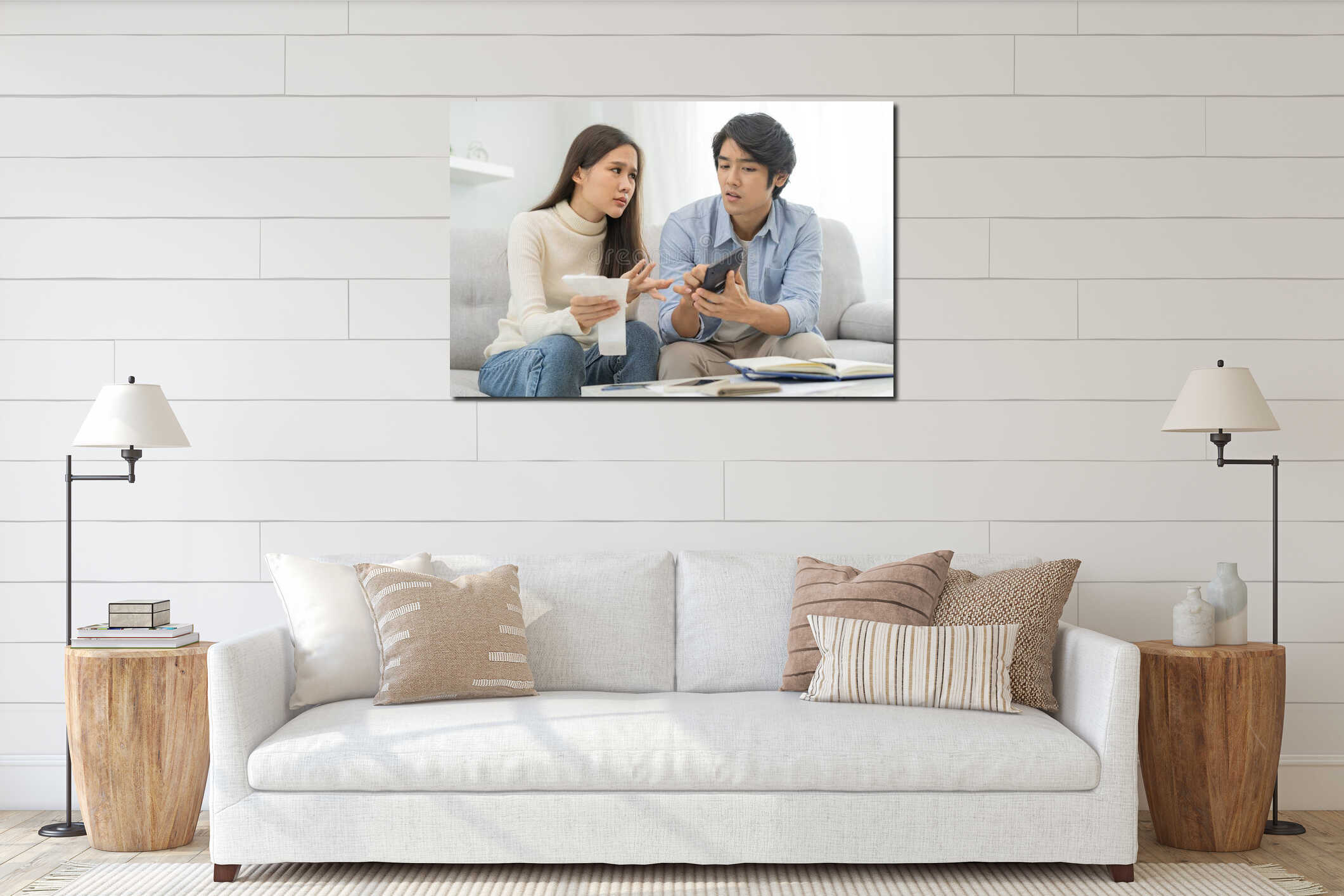 Canvas hanging interior mockup