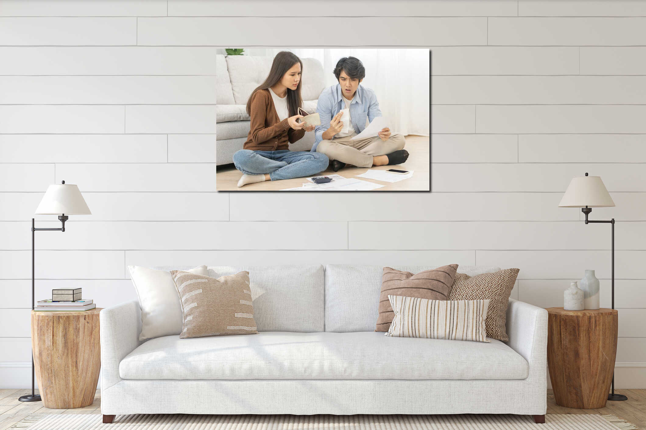 Canvas hanging interior mockup