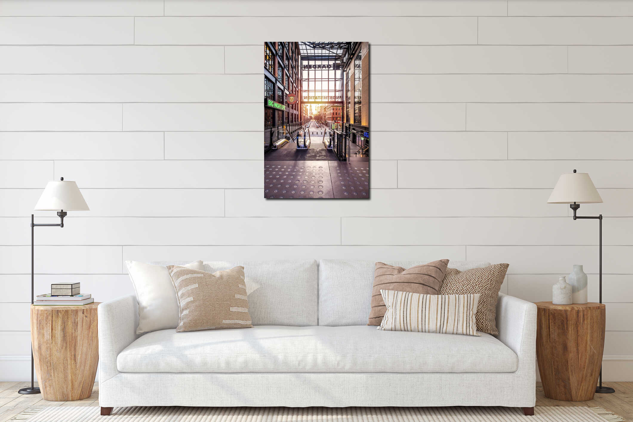 Canvas hanging interior mockup