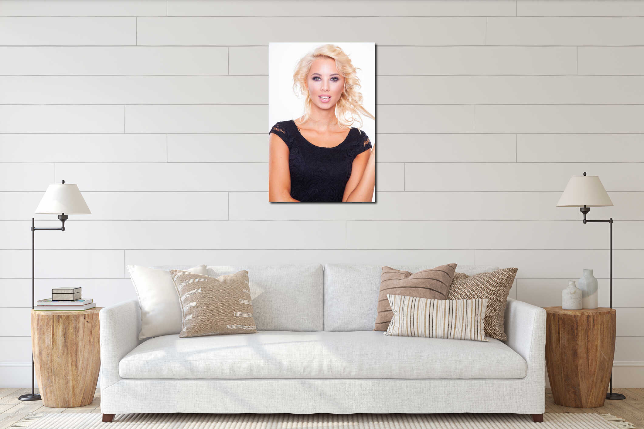 Canvas hanging interior mockup