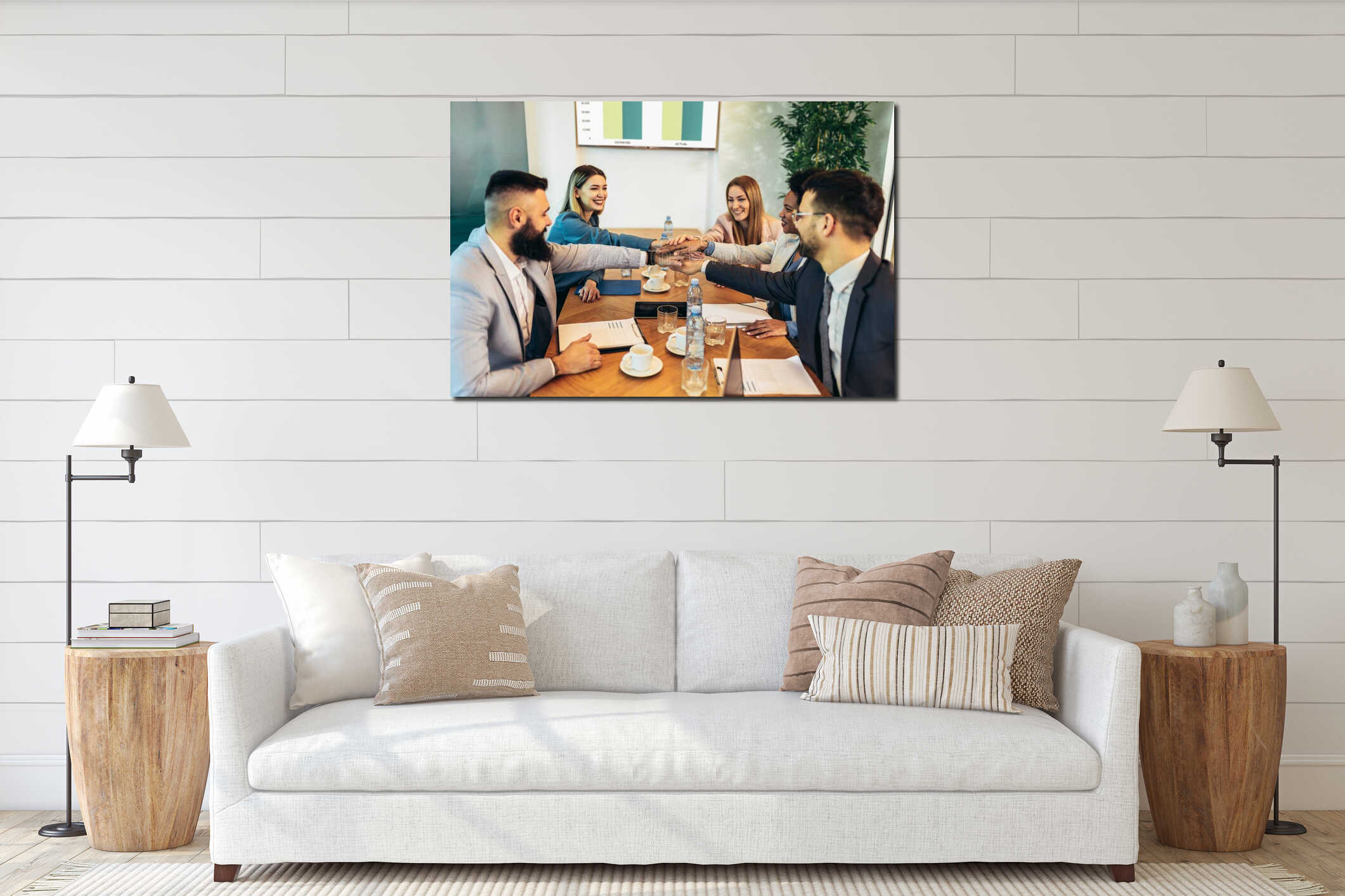 Canvas hanging interior mockup
