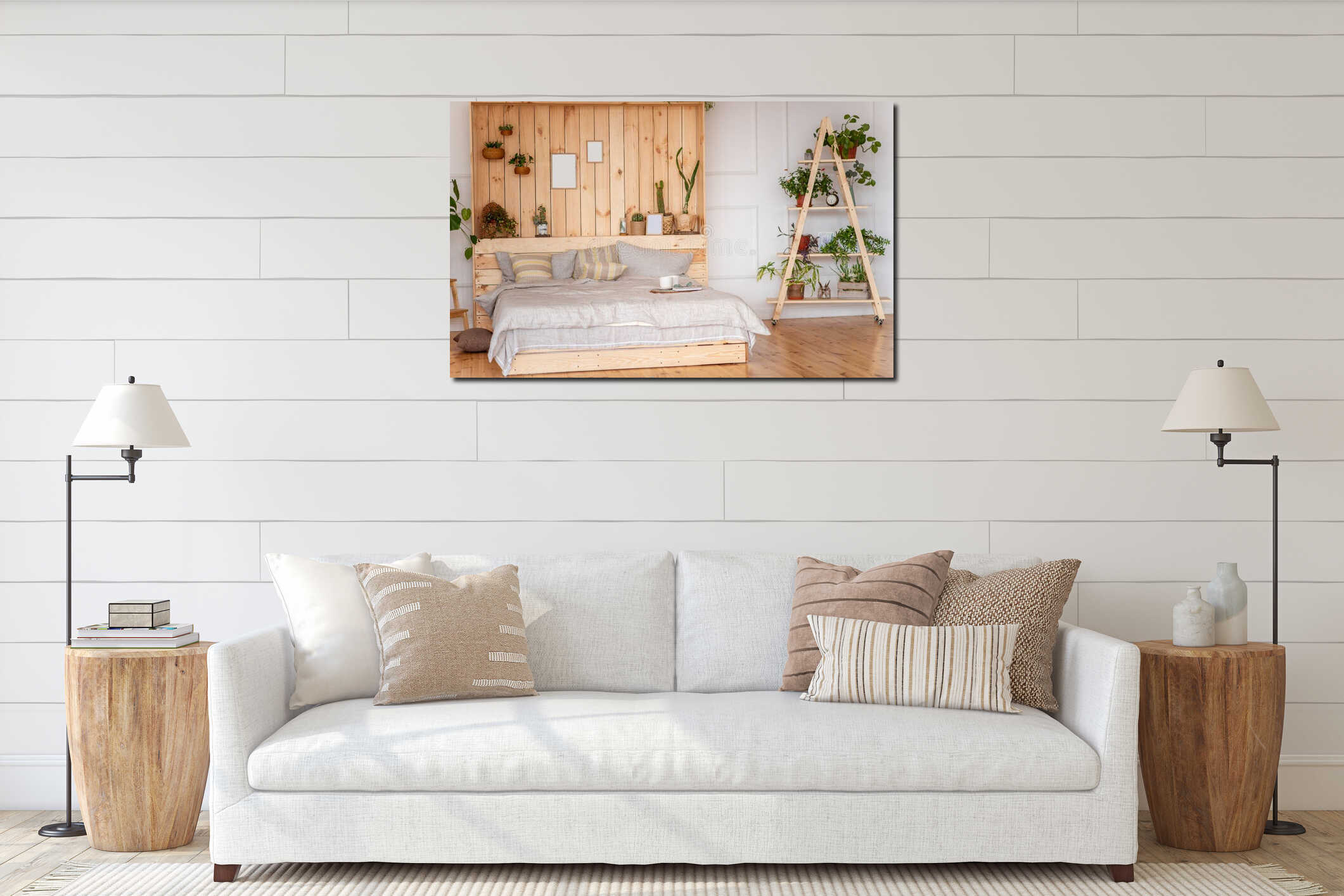 Canvas hanging interior mockup