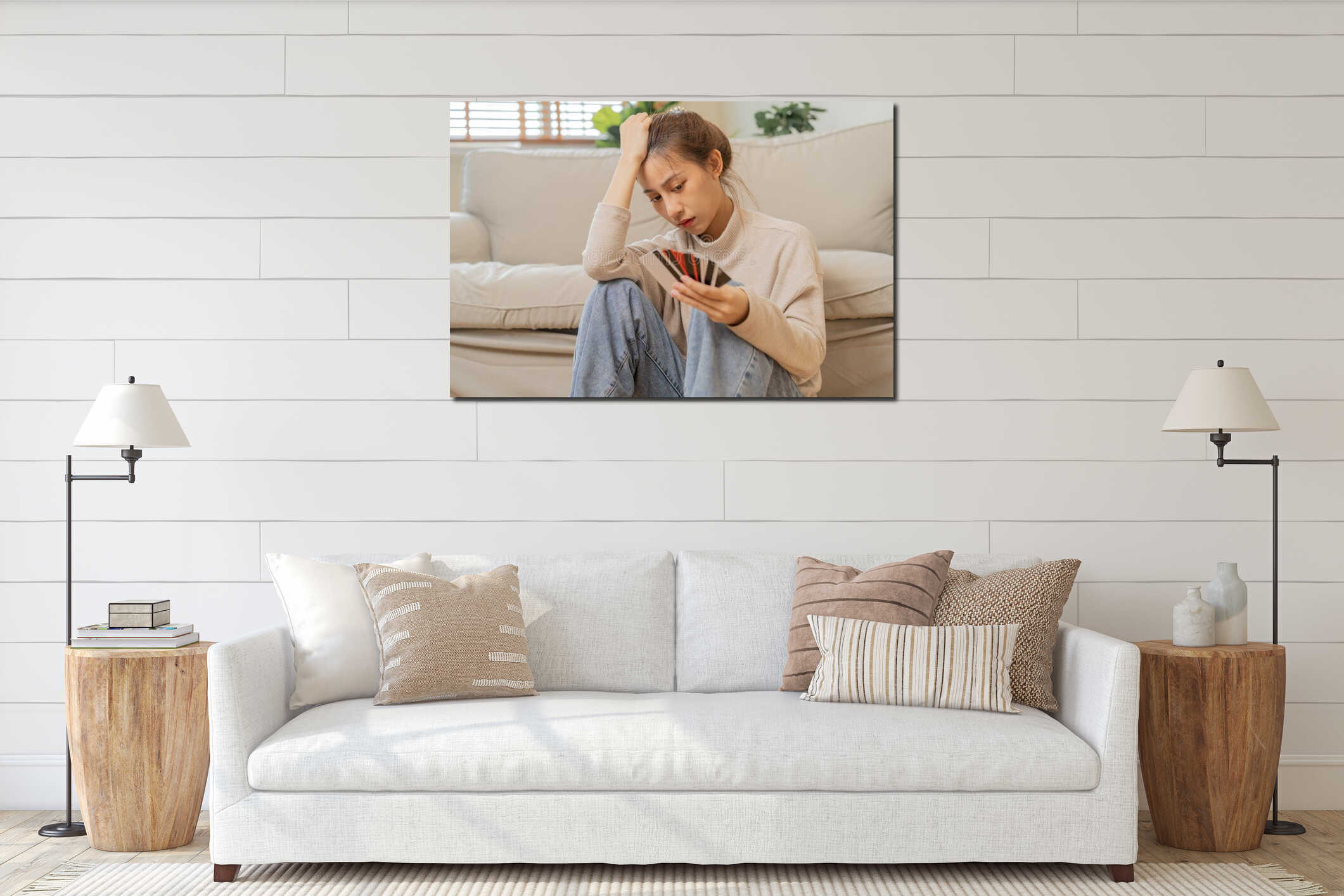 Canvas hanging interior mockup