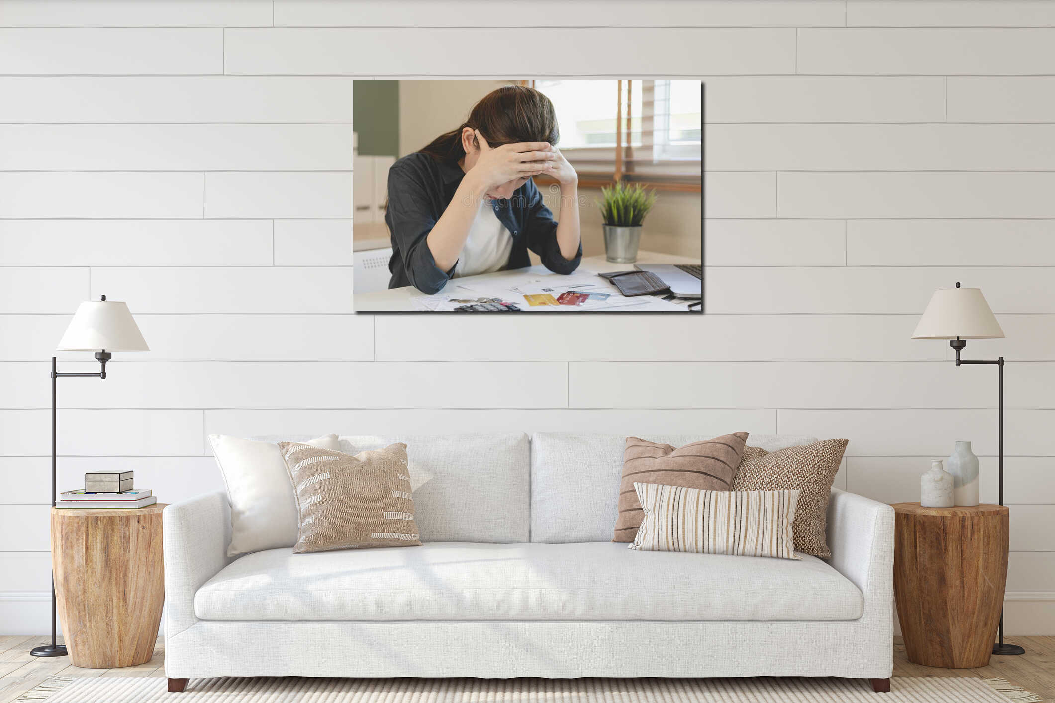 Canvas hanging interior mockup