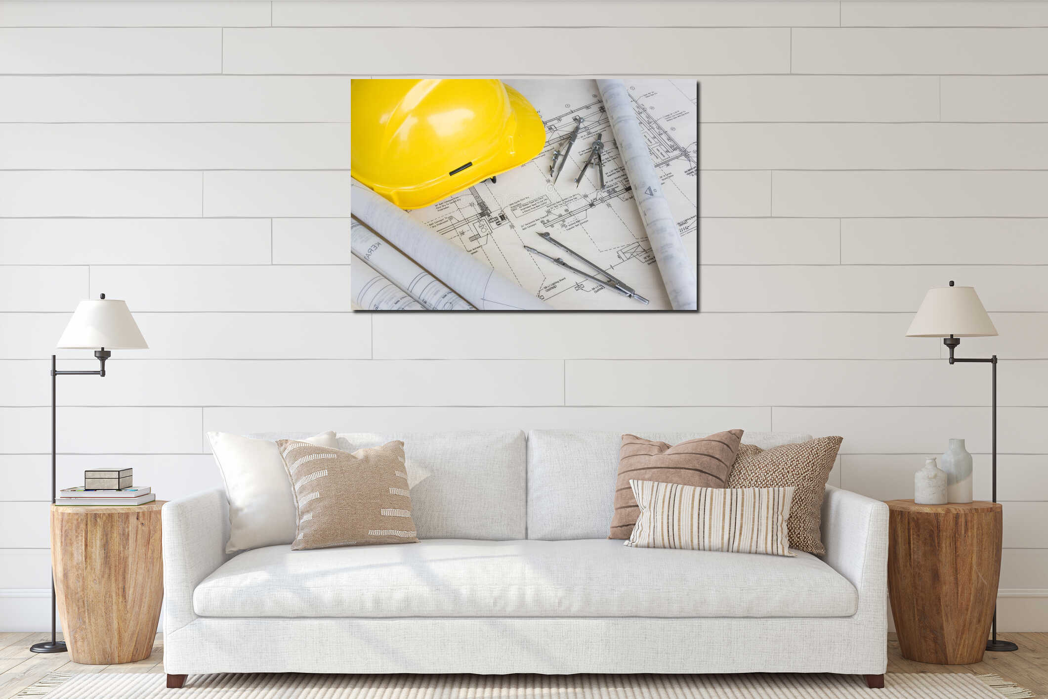 Canvas hanging interior mockup