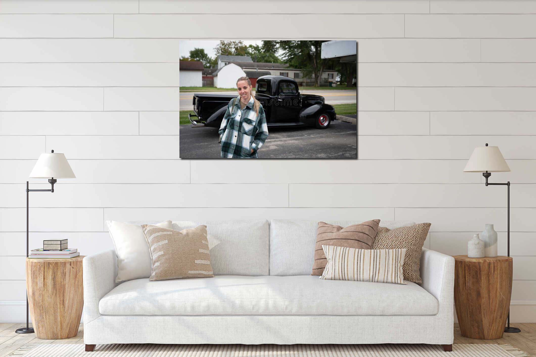 Canvas hanging interior mockup