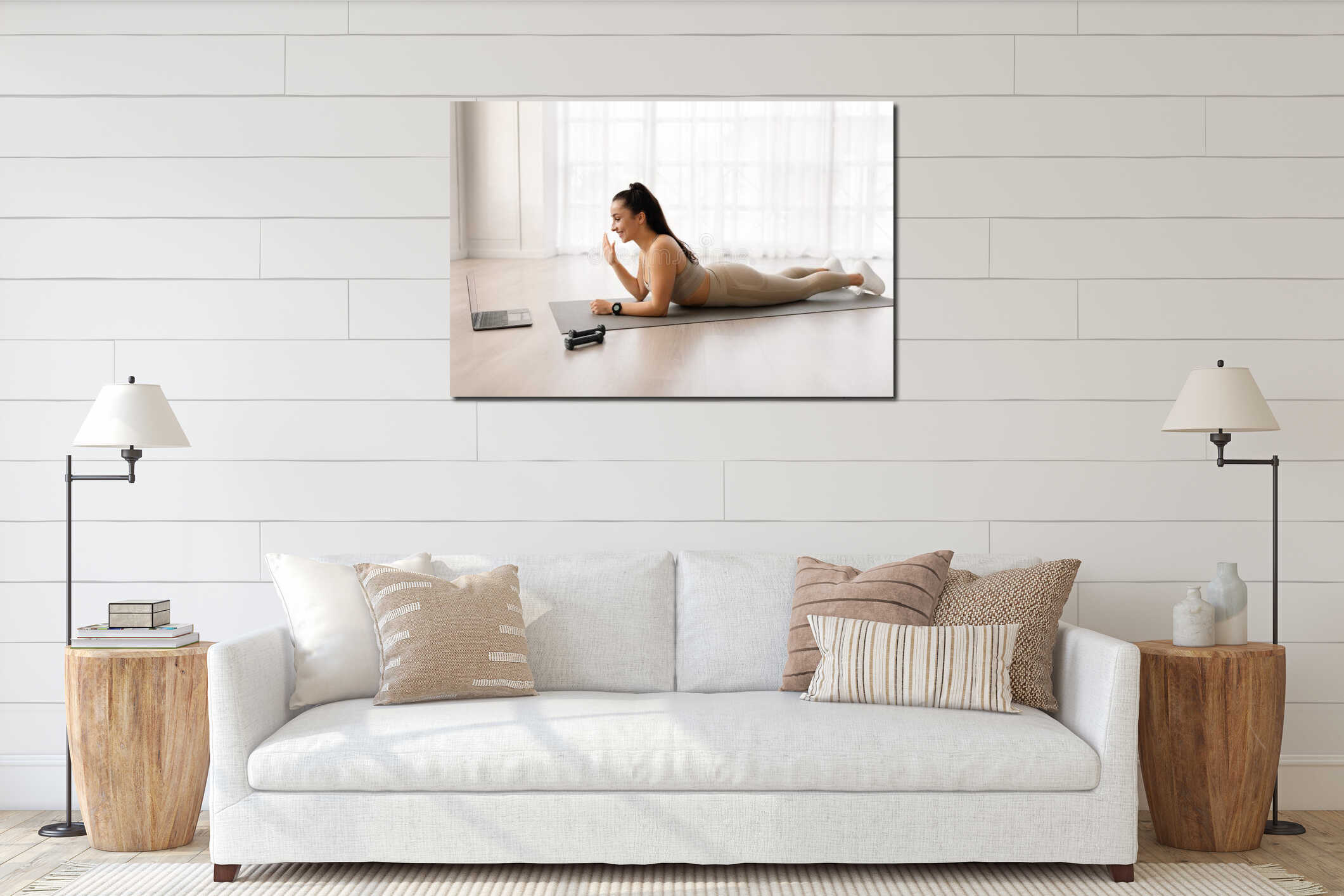 Canvas hanging interior mockup