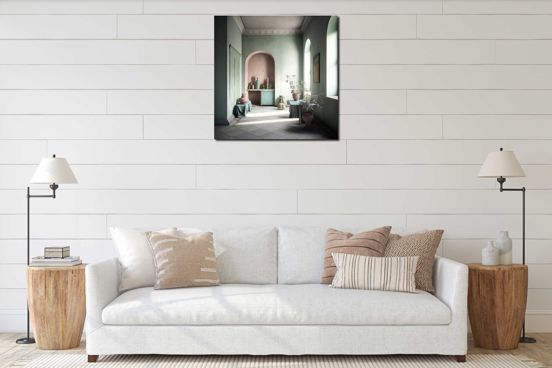 Canvas hanging interior mockup