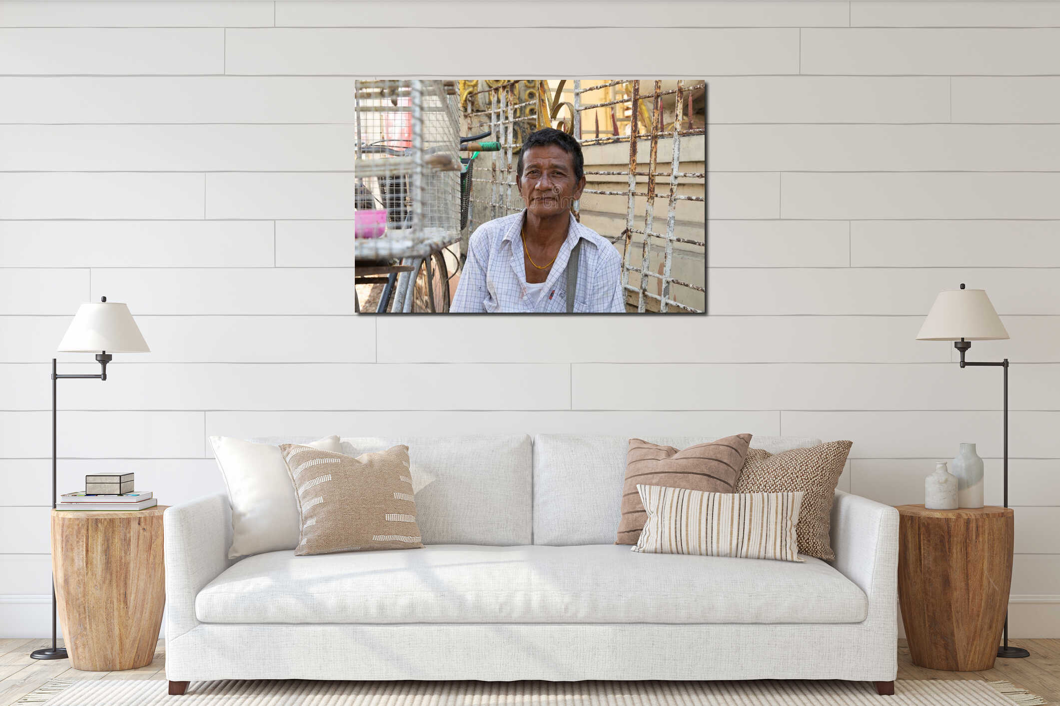 Canvas hanging interior mockup