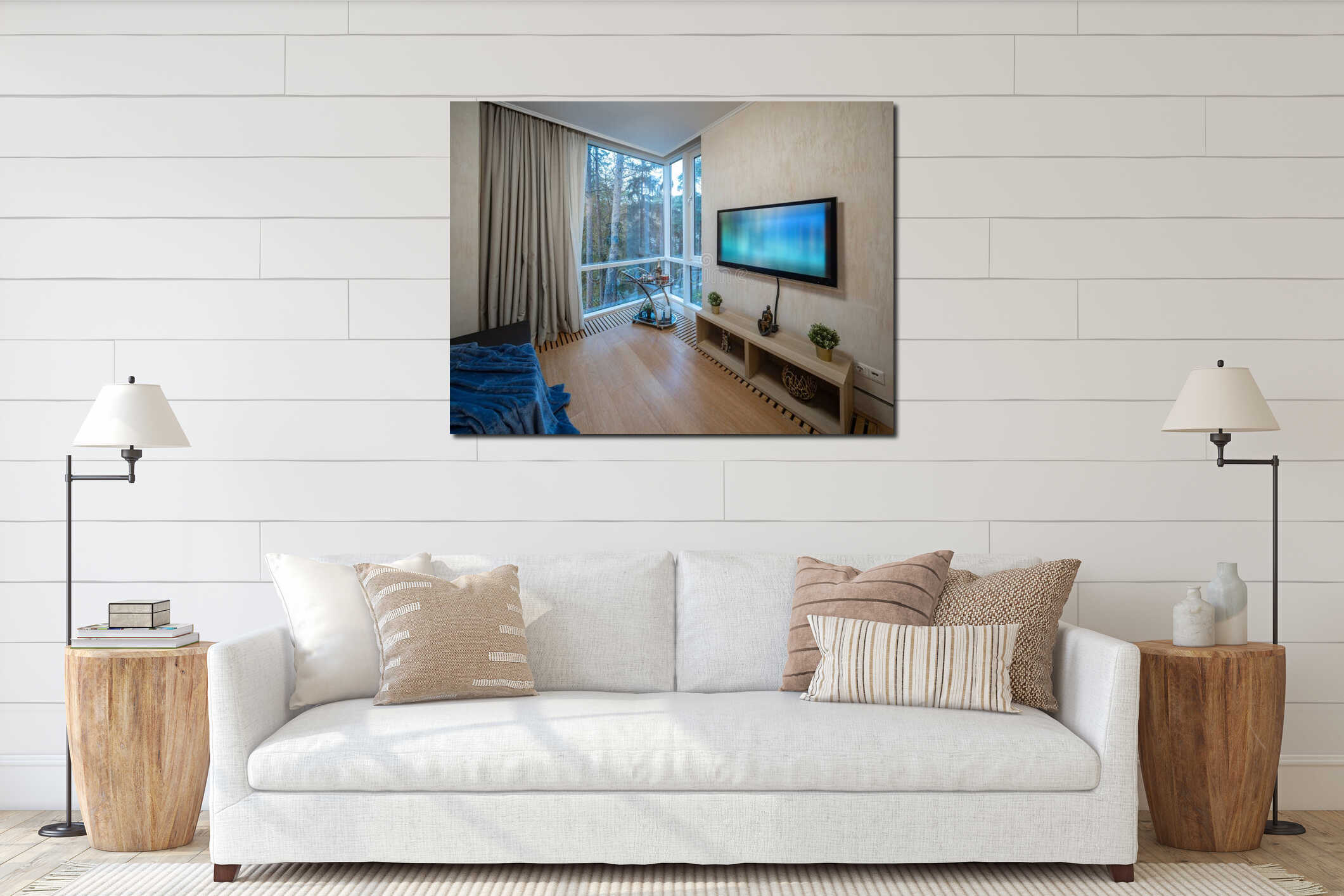Canvas hanging interior mockup