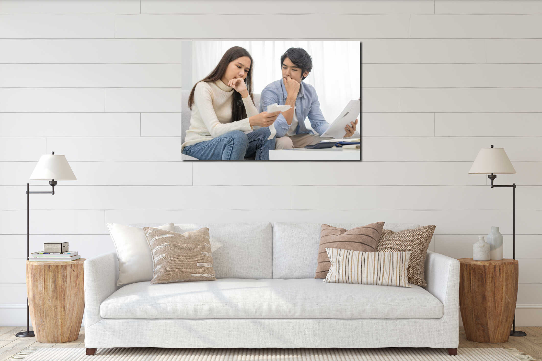 Canvas hanging interior mockup