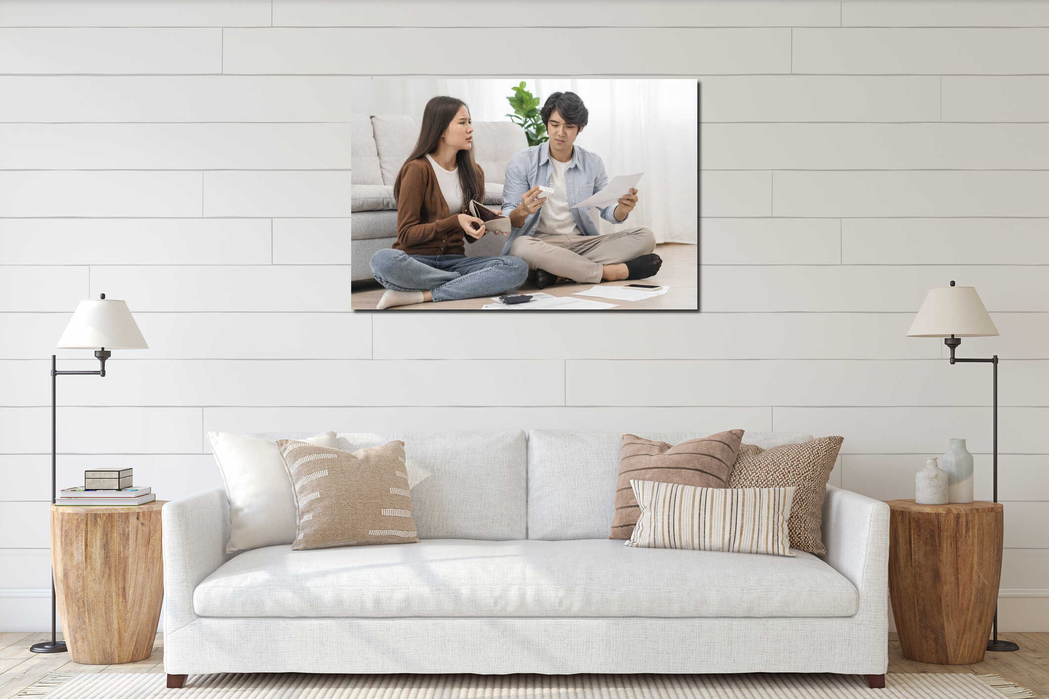 Canvas hanging interior mockup