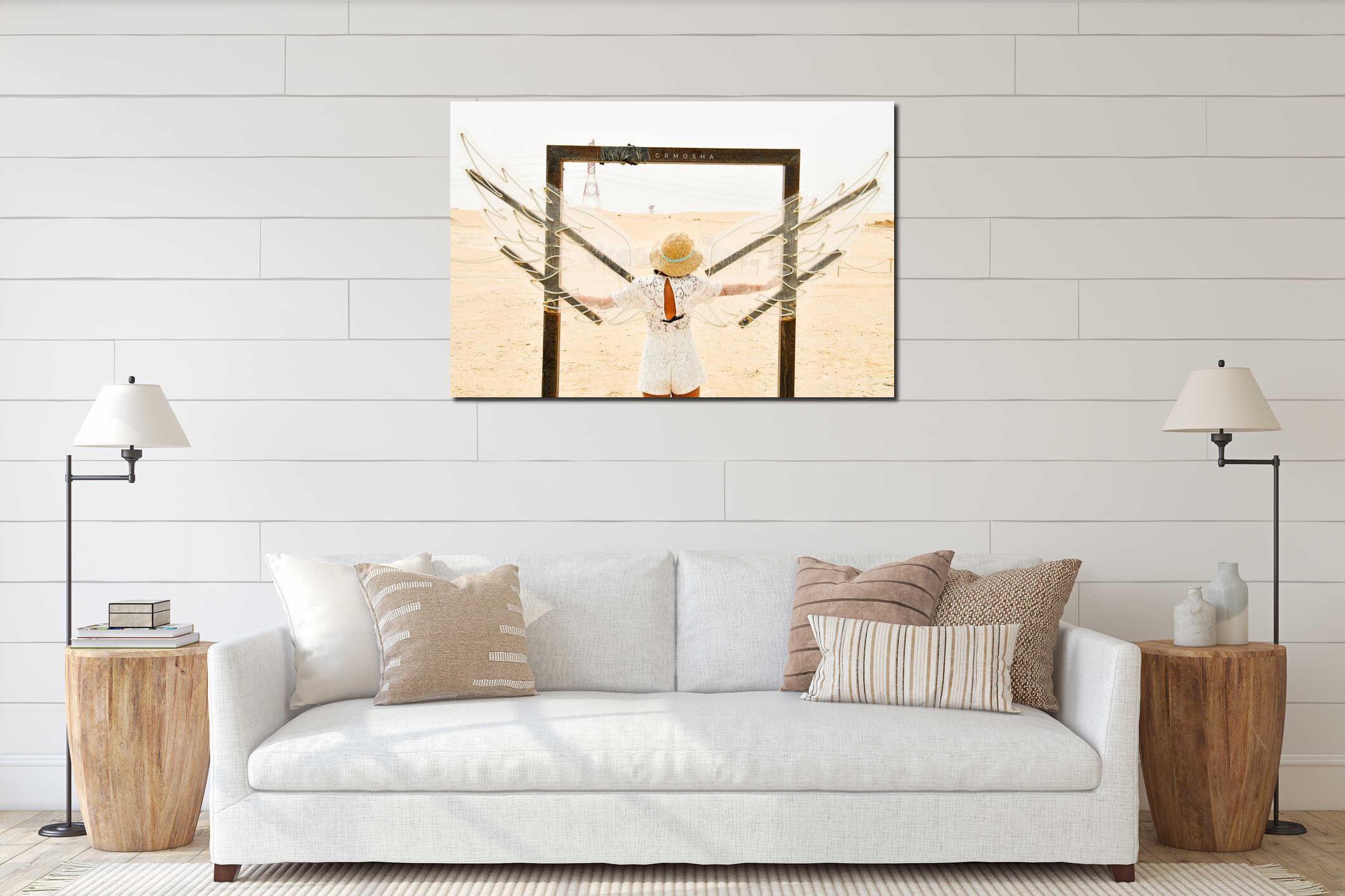 Canvas hanging interior mockup