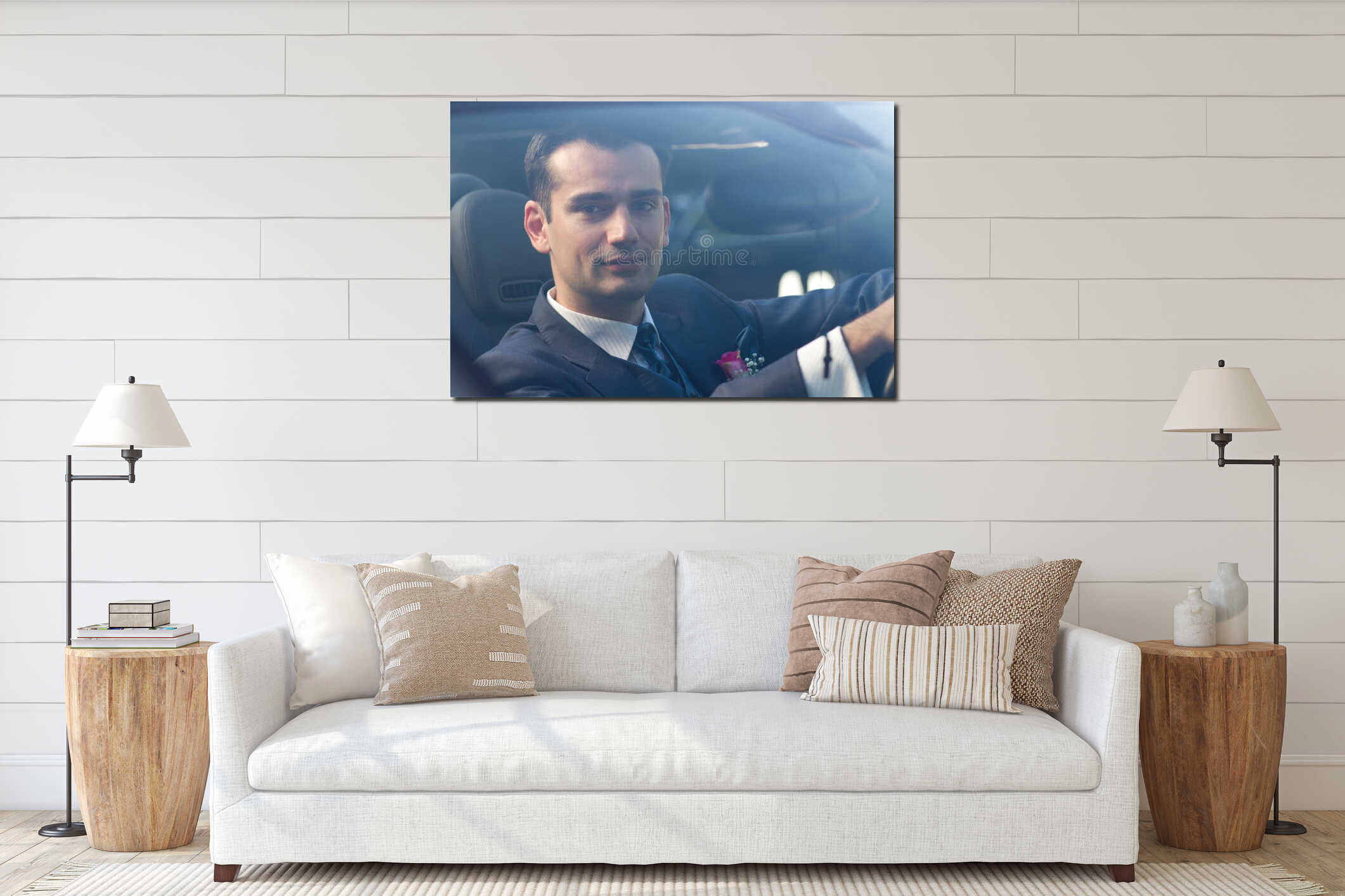 Canvas hanging interior mockup