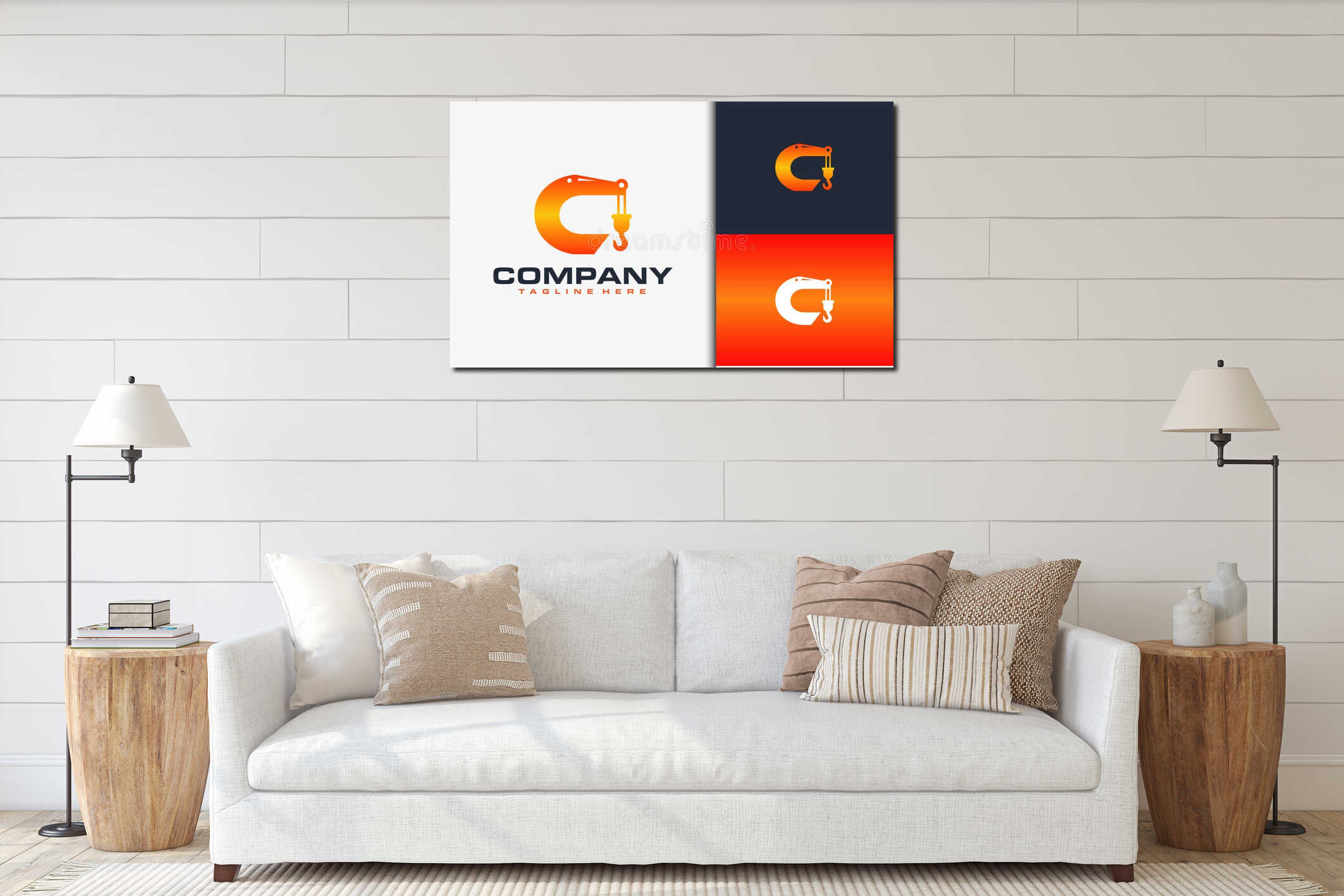 Canvas hanging interior mockup