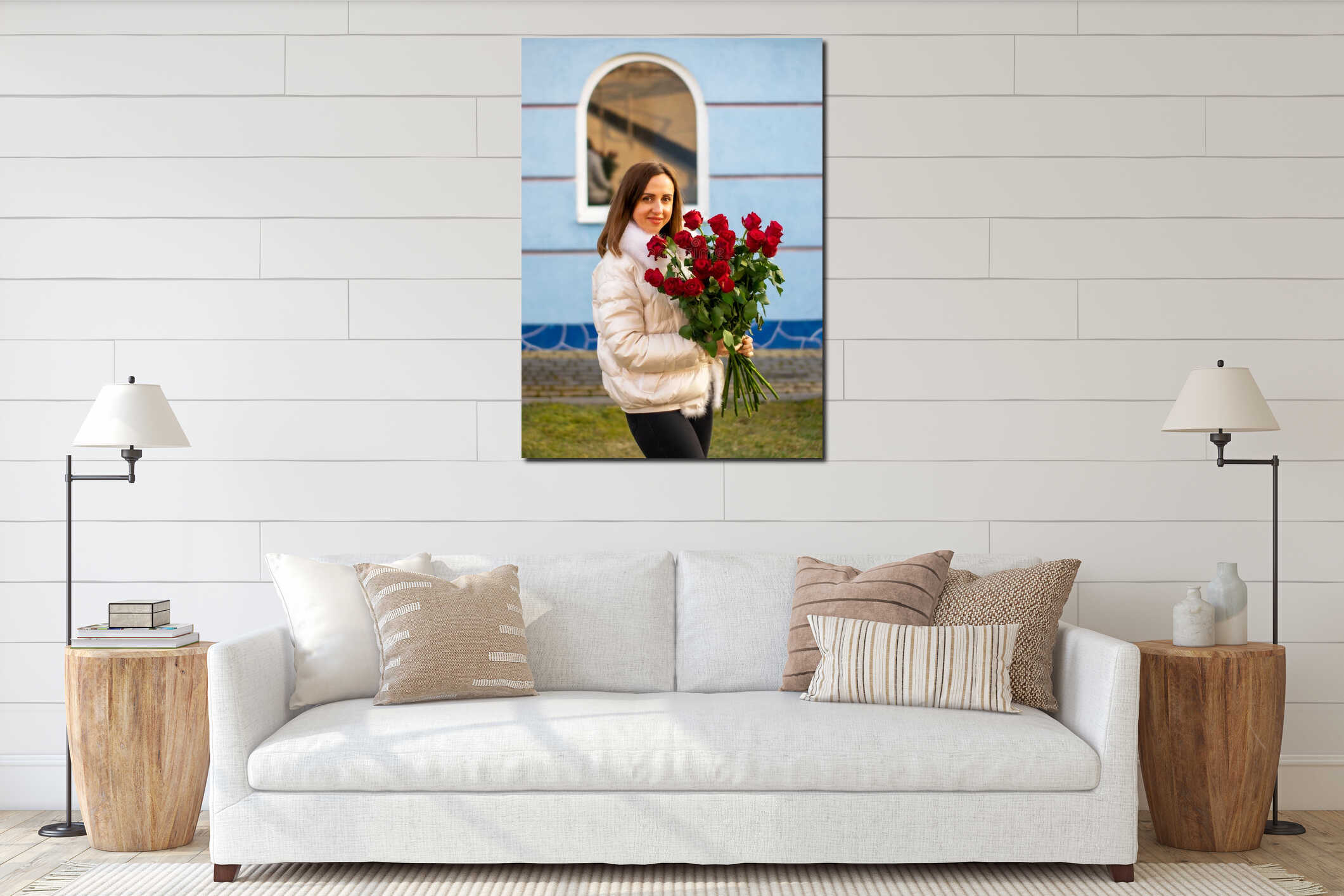 Canvas hanging interior mockup