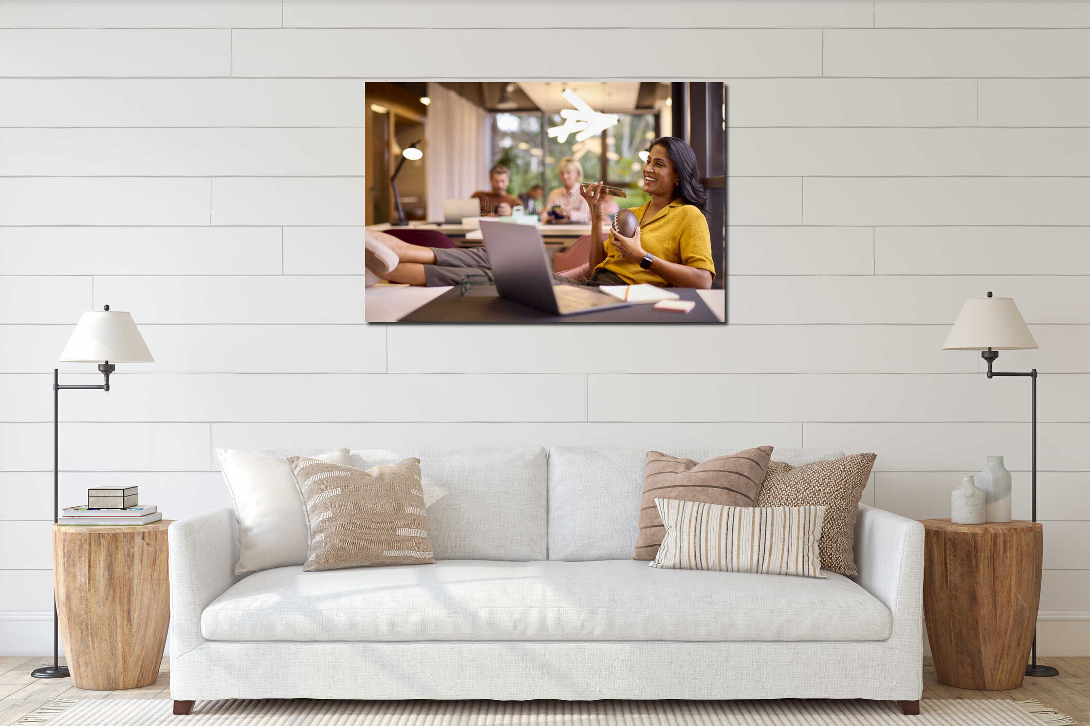 Canvas hanging interior mockup