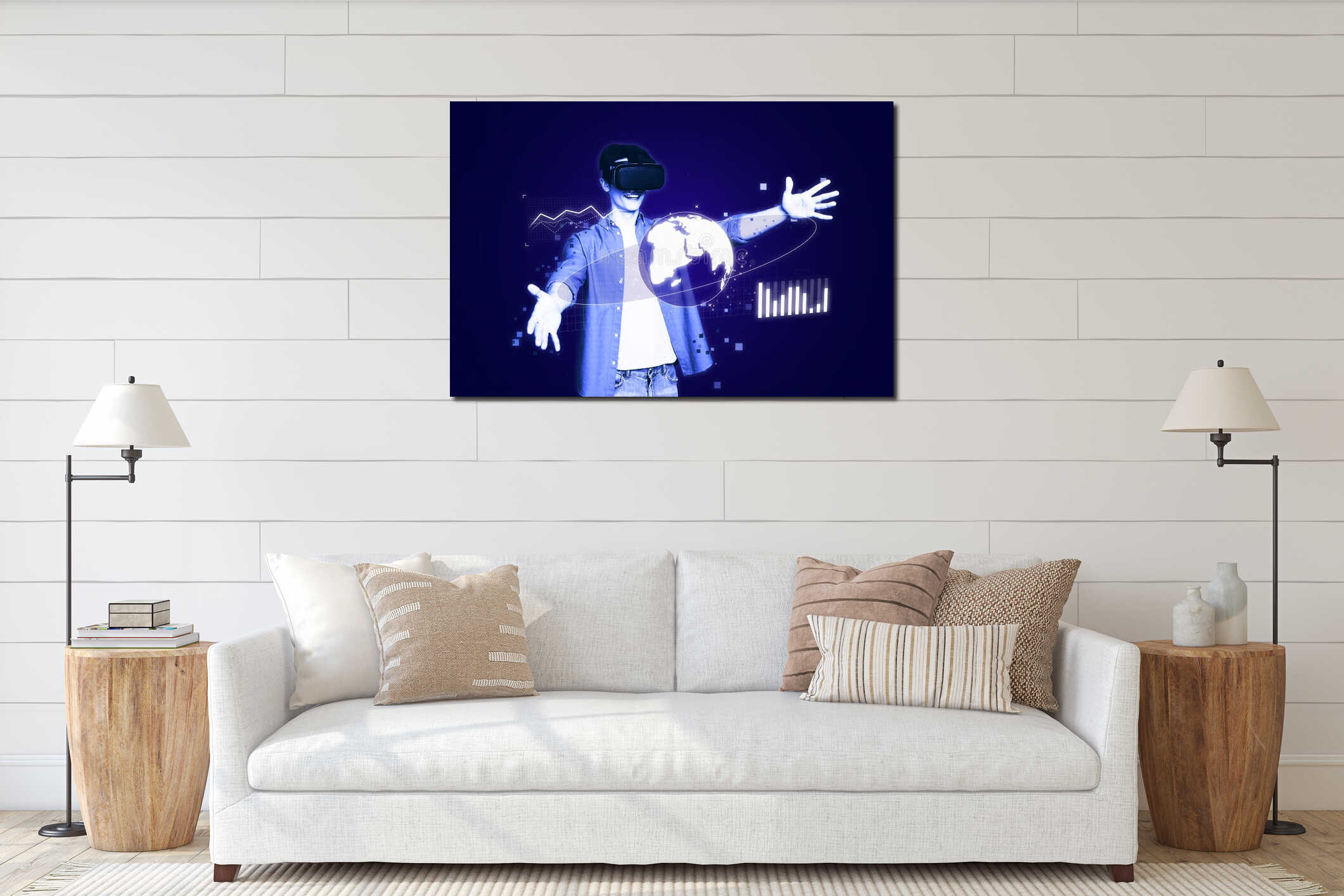 Canvas hanging interior mockup