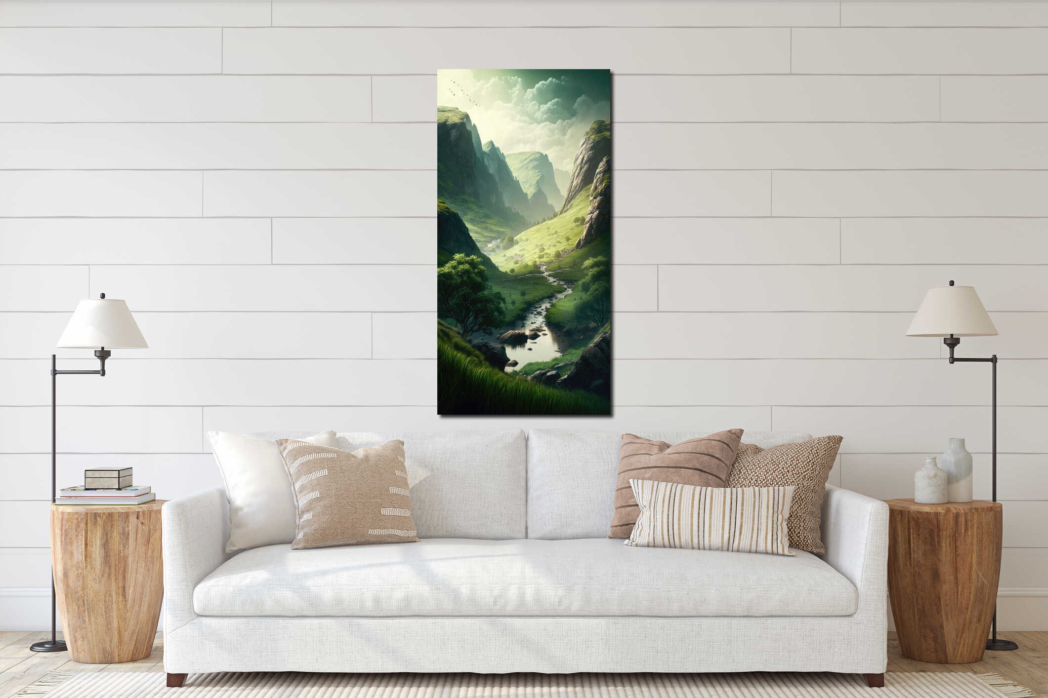 Canvas hanging interior mockup