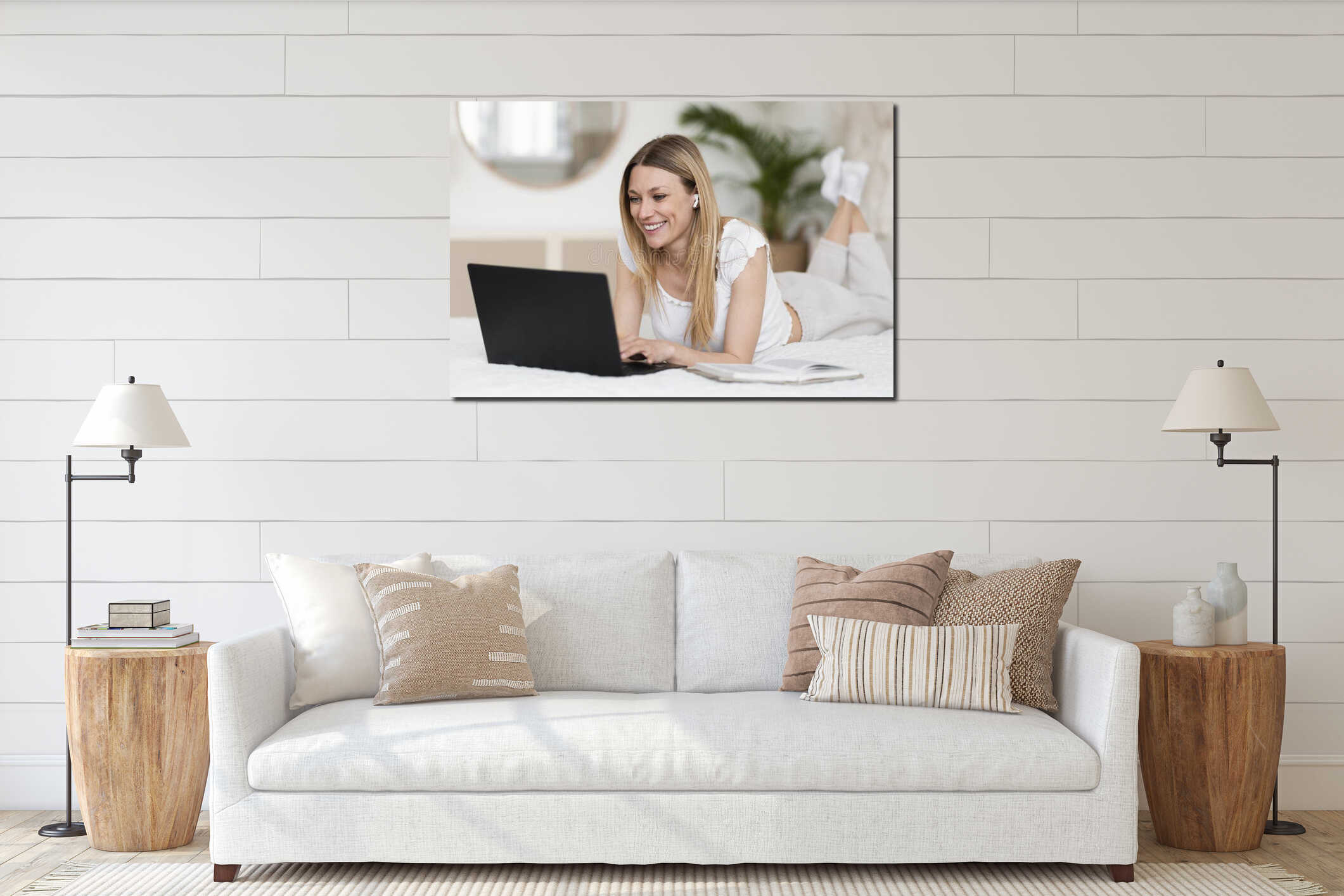 Canvas hanging interior mockup