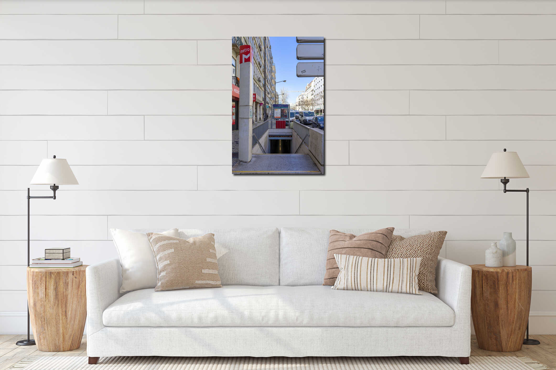 Canvas hanging interior mockup