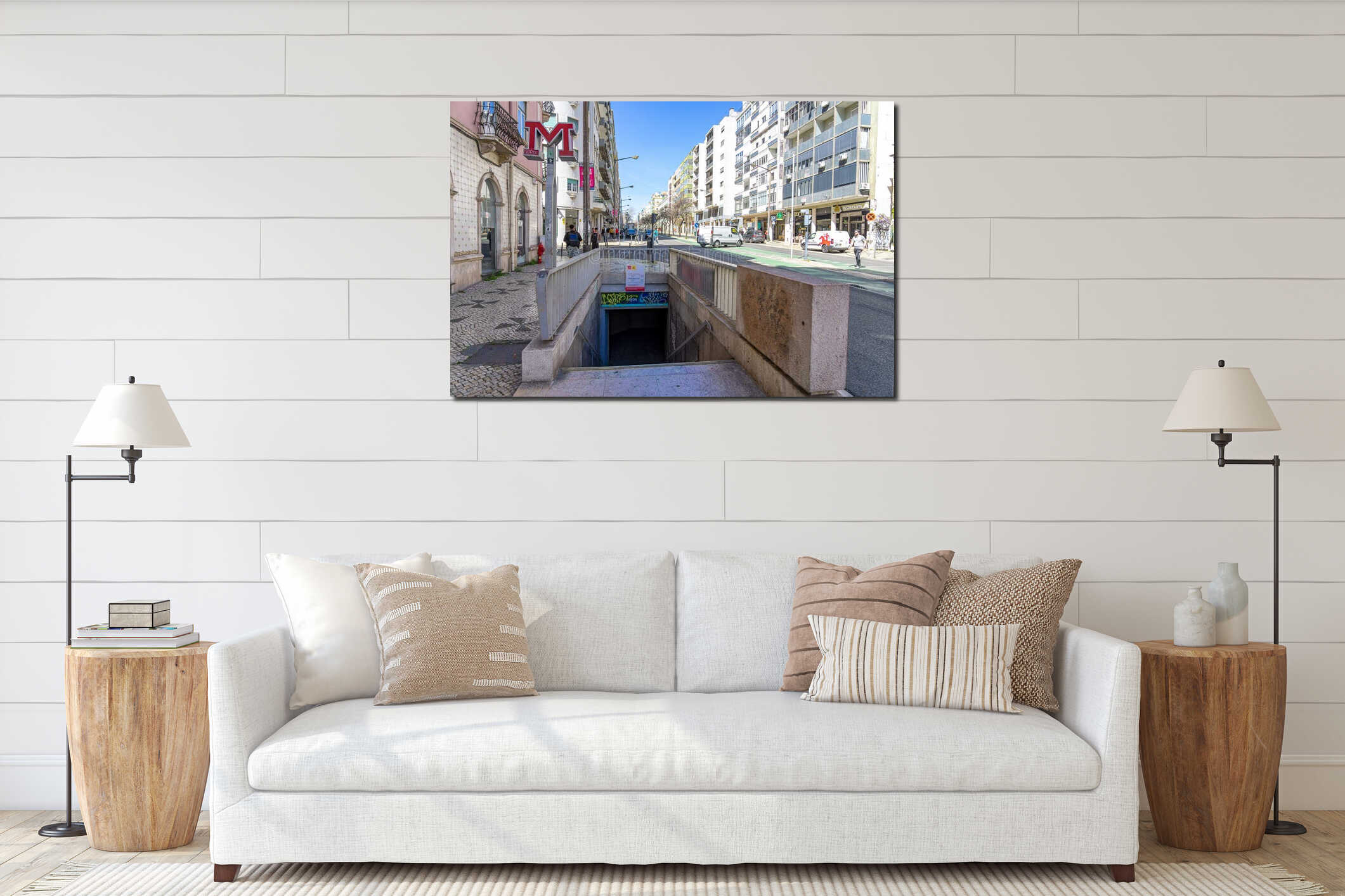 Canvas hanging interior mockup