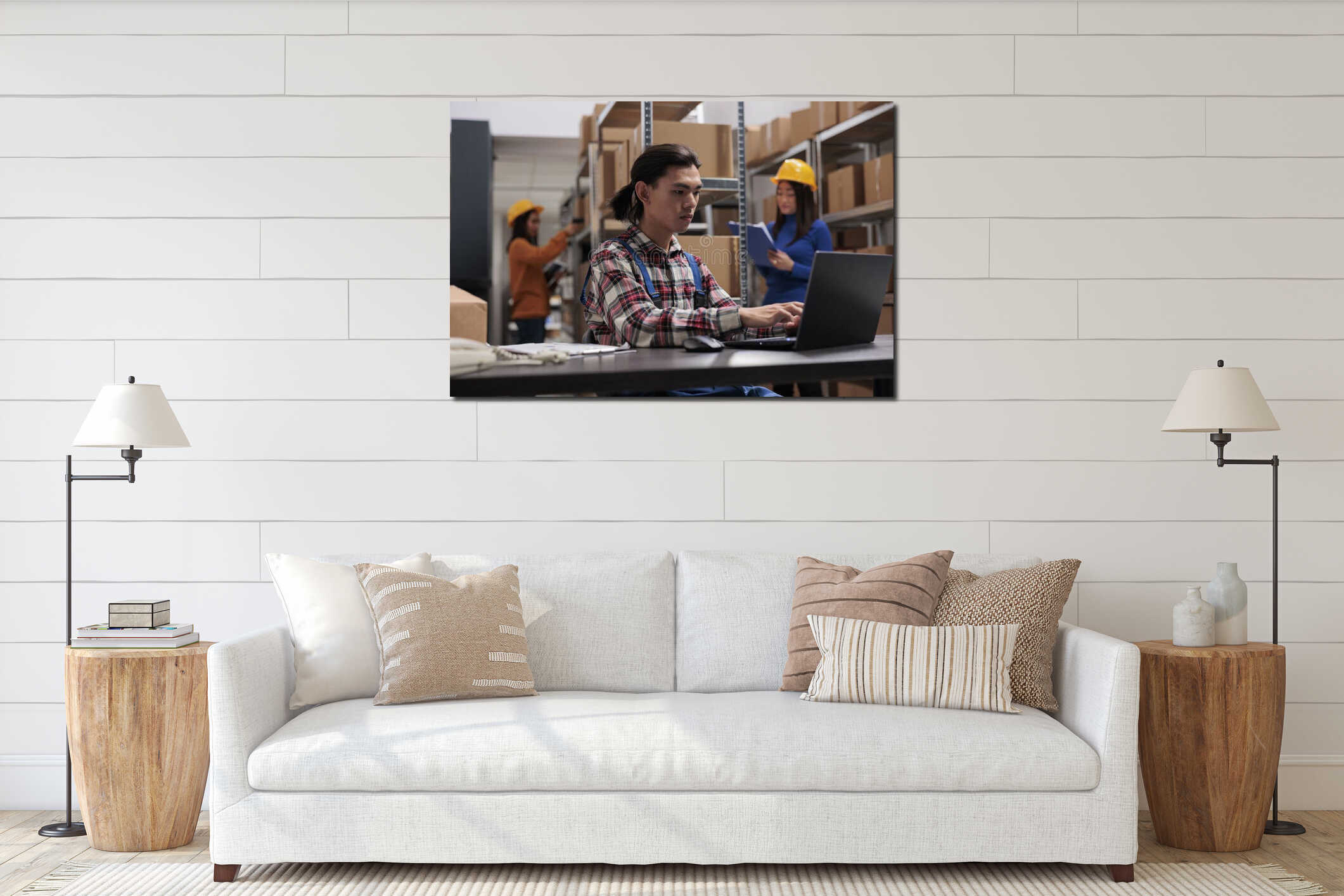 Canvas hanging interior mockup