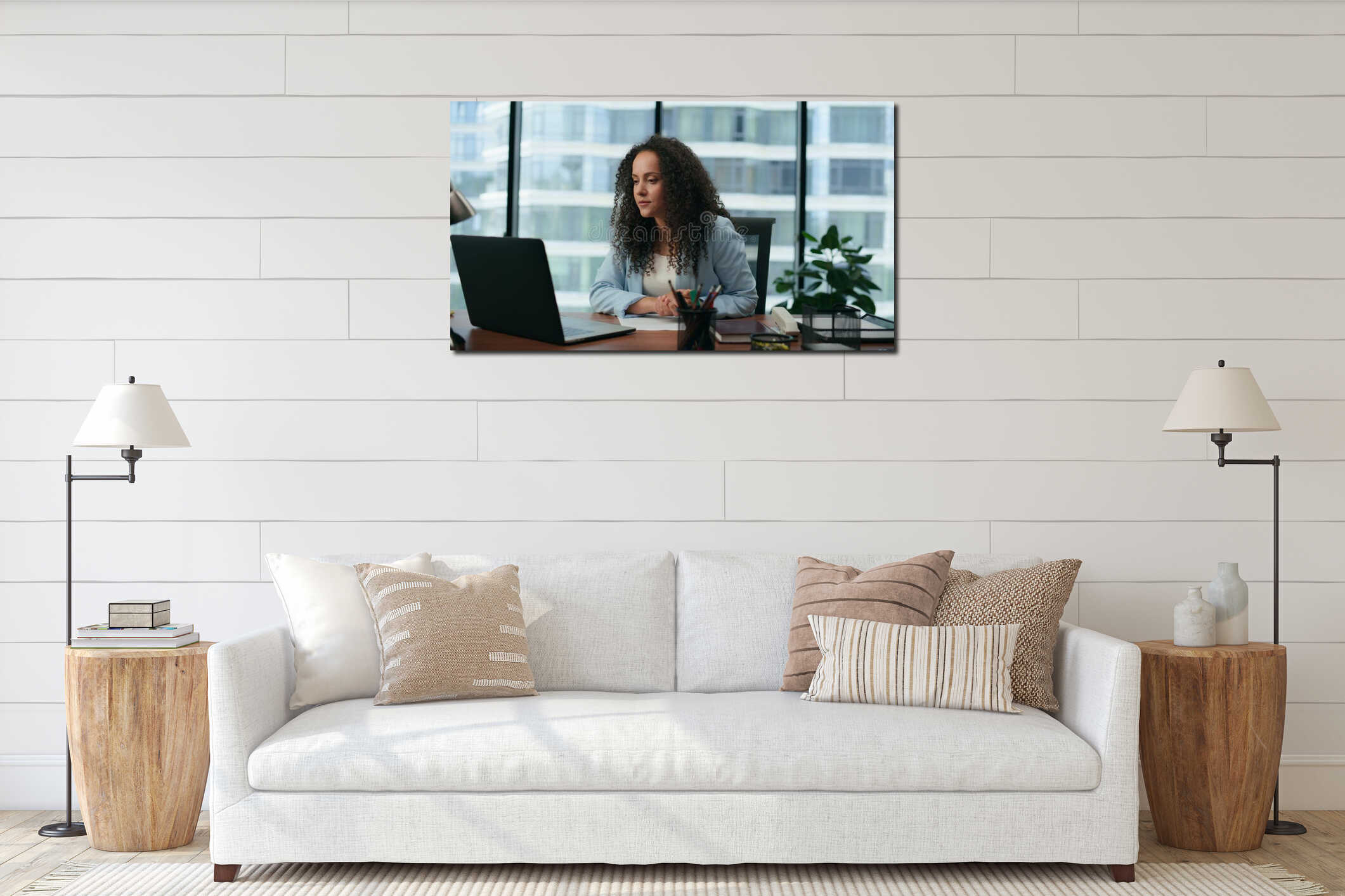 Canvas hanging interior mockup