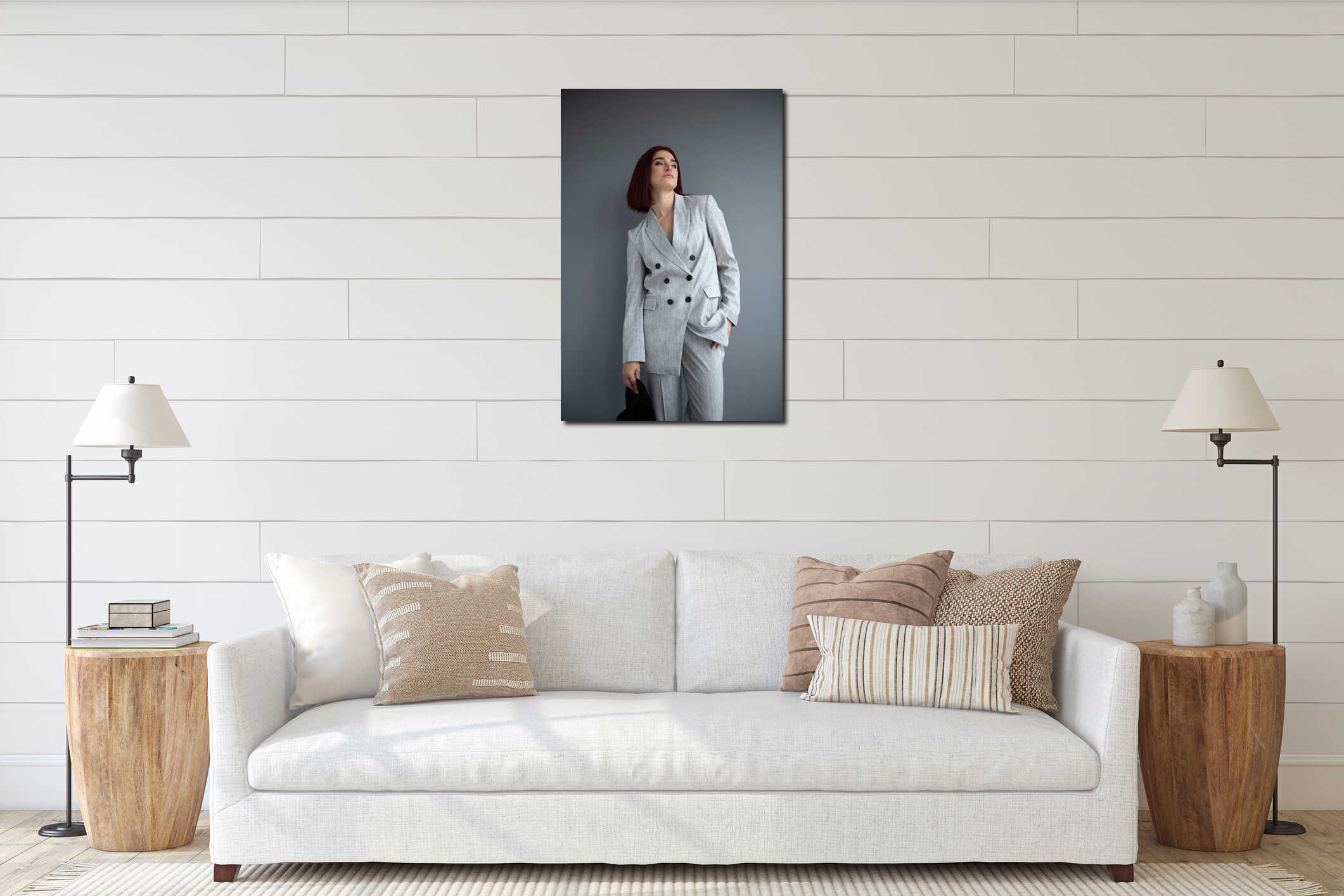 Canvas hanging interior mockup