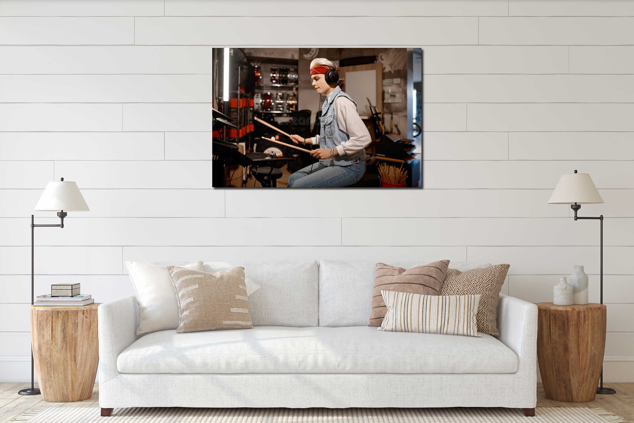 Canvas hanging interior mockup
